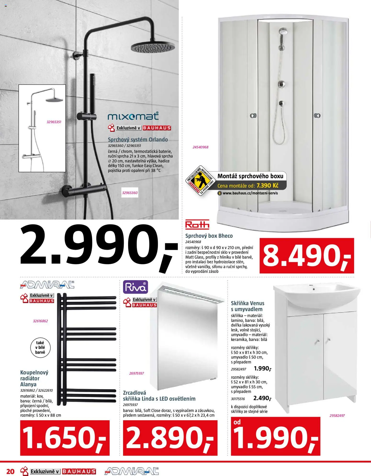 Bauhaus leták od 09.01.2026 | Strana: 20 | Produkty: Box, Sprcha, Skříňka, LED