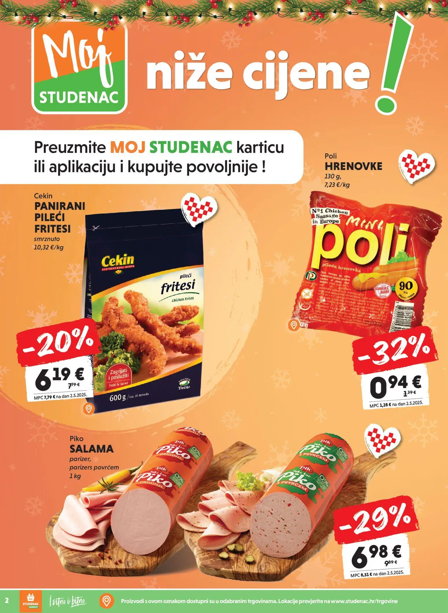 Studenac katalog | vrijedi od 07.01.2026 | Stranica: 2 | Proizvodi: Meso, Salama, Hrenovke