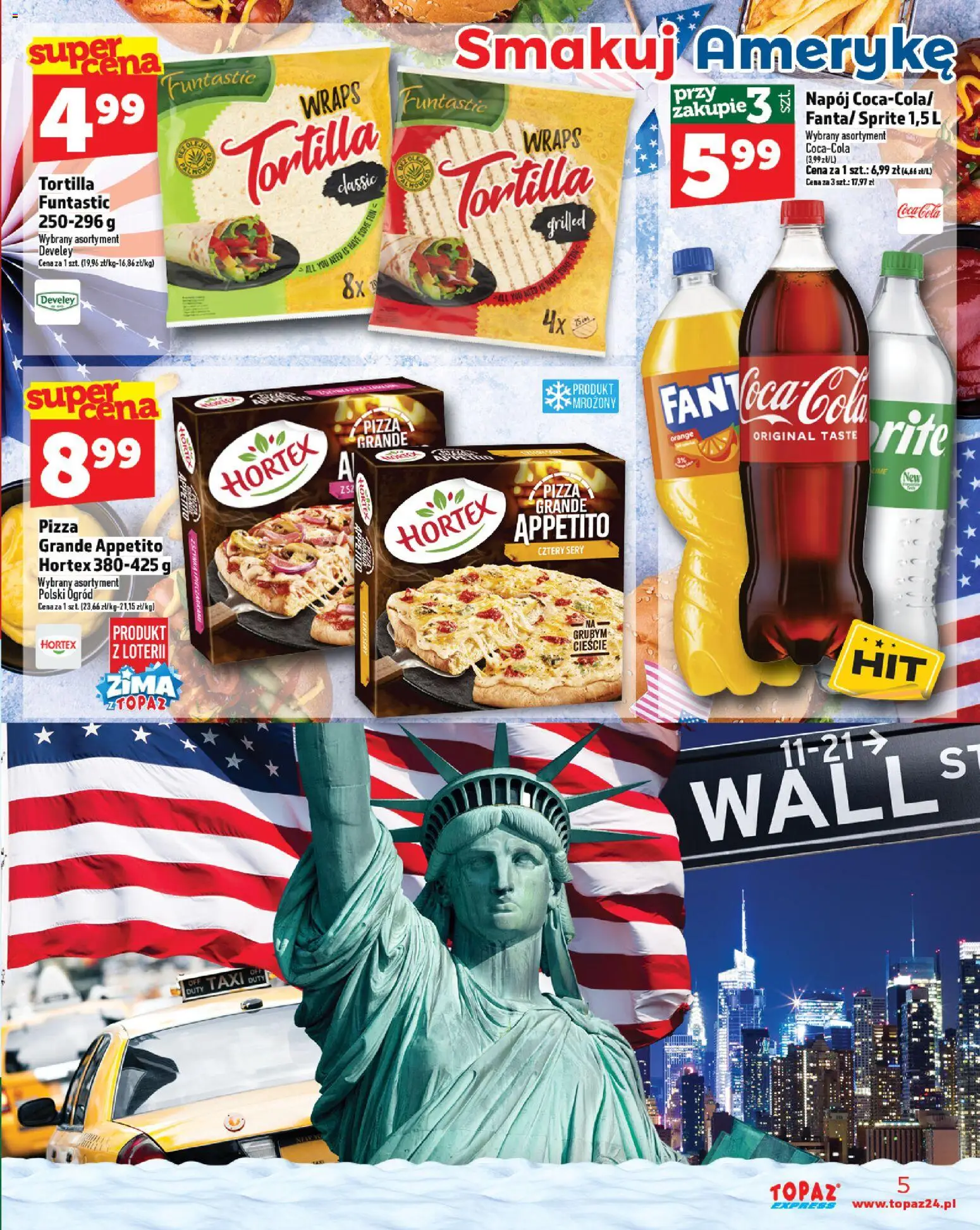 Topaz Gazetka - Express od 27.11.2025 | Strona: 5 | Produkty: Sprite, Tortilla, Sery, Pizza