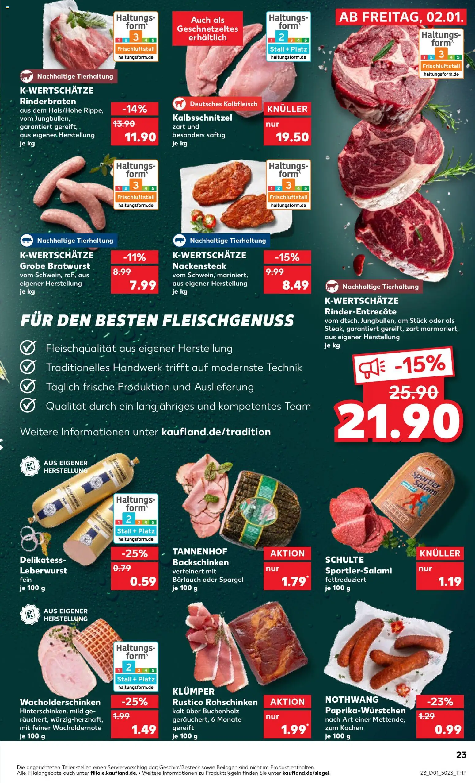 Kaufland prospekt Völklingen	 – gültig ab 02.01.2026 | Seite: 23 | Produkte: Rinderbraten, Bratwurst, Spargel, Salami