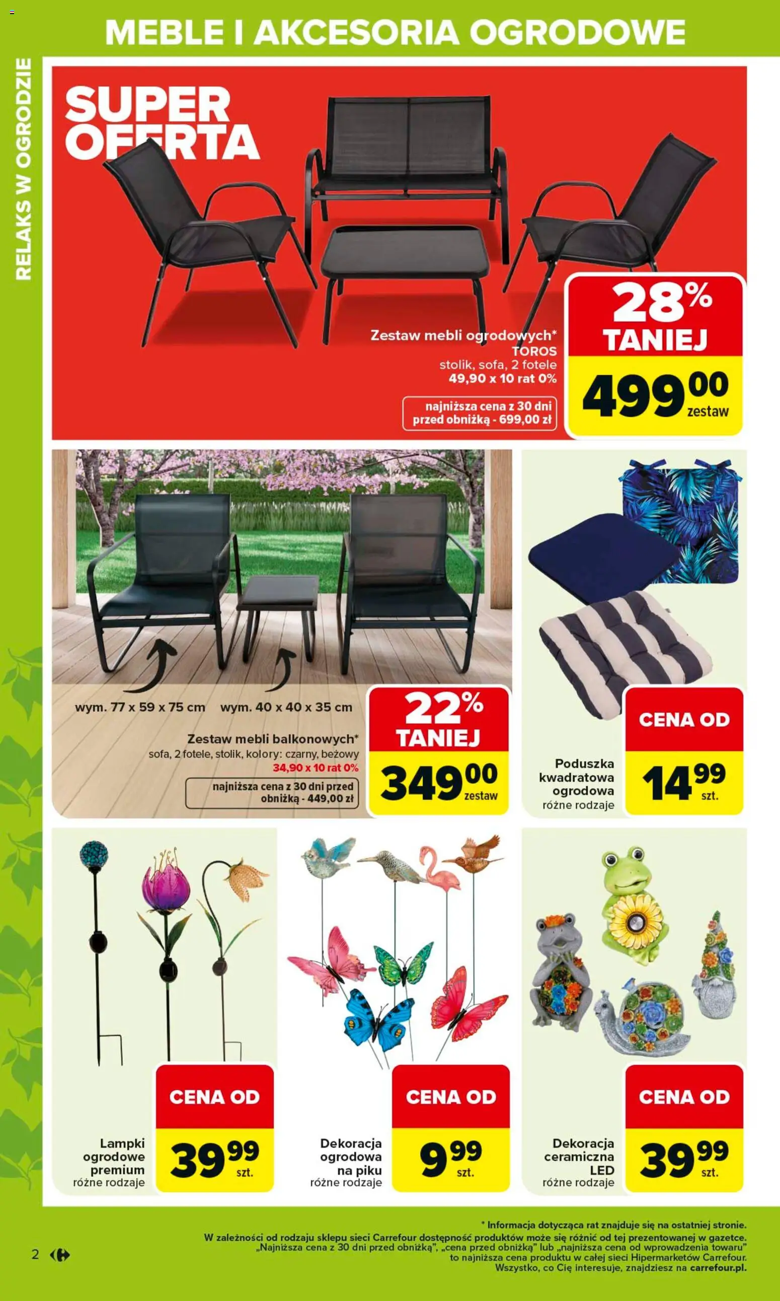 Carrefour gazetka - Ogród od 02.03.2026 | Strona: 2 | Produkty: Lampki, Poduszka