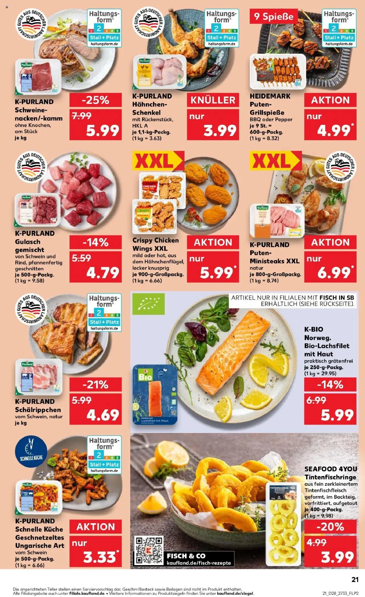 Kaufland prospekt Sondershausen	 - gültig ab dem 09.07.2025 | Seite: 21 | Produkte: Hahnchen, Küche, Fisch, Gulasch