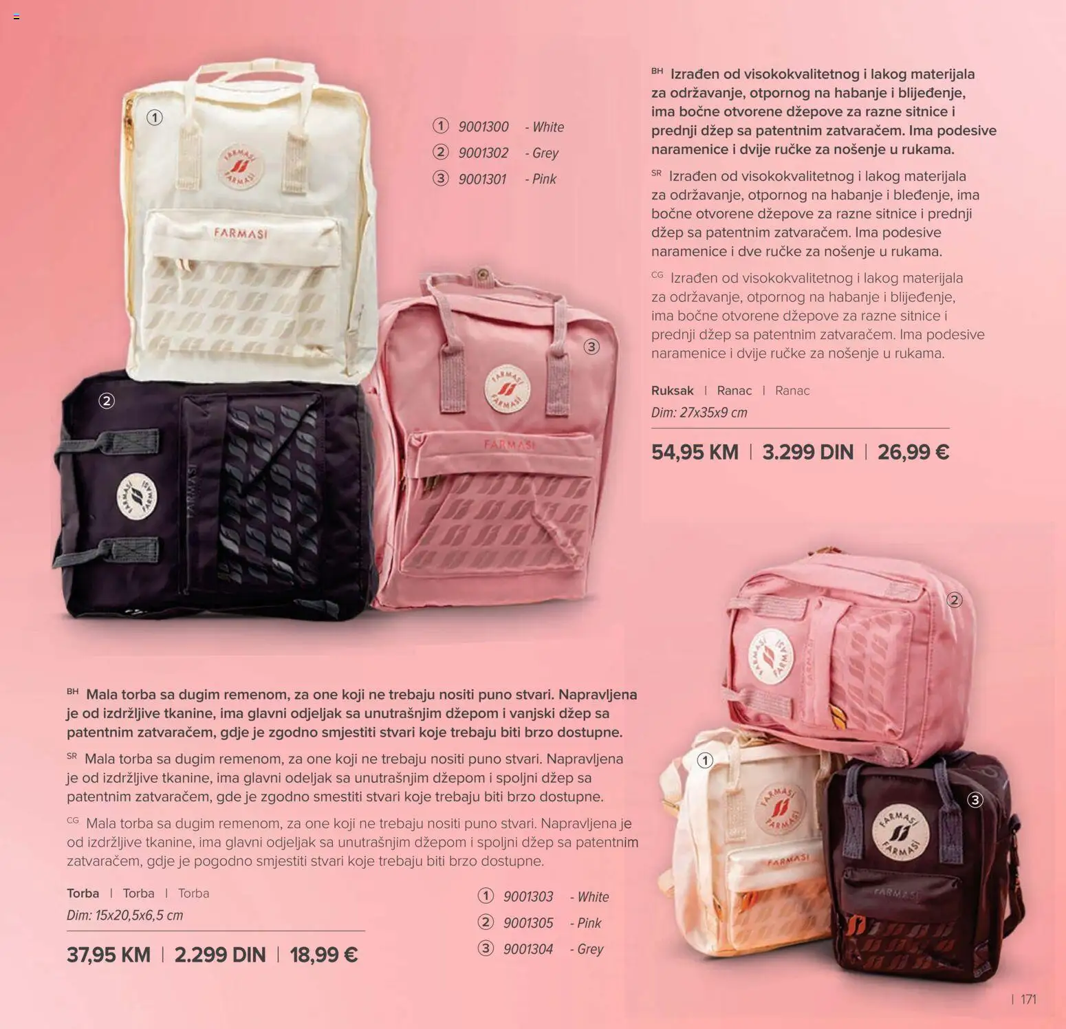 Farmasi katalog - važi od 01.03.2026 | Strana: 171 | Proizvode: Ranac, Torba