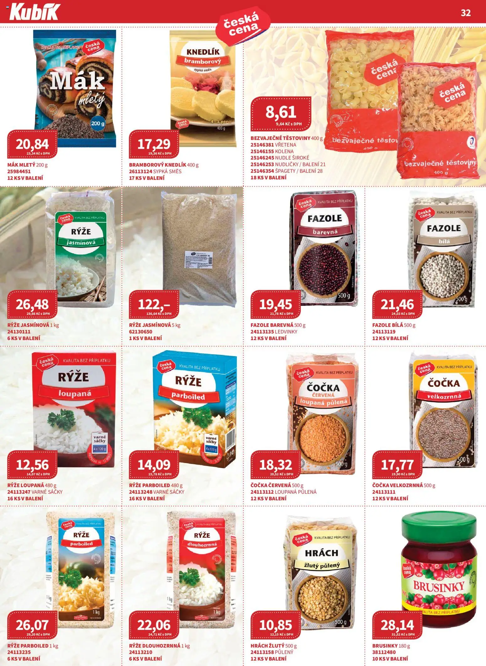 Kubík leták - Velkoobchod 04/2026 od 01.04.2026 | Strana: 32 | Produkty: Těstoviny, Mák mletý, Rýže parboiled, Nudle