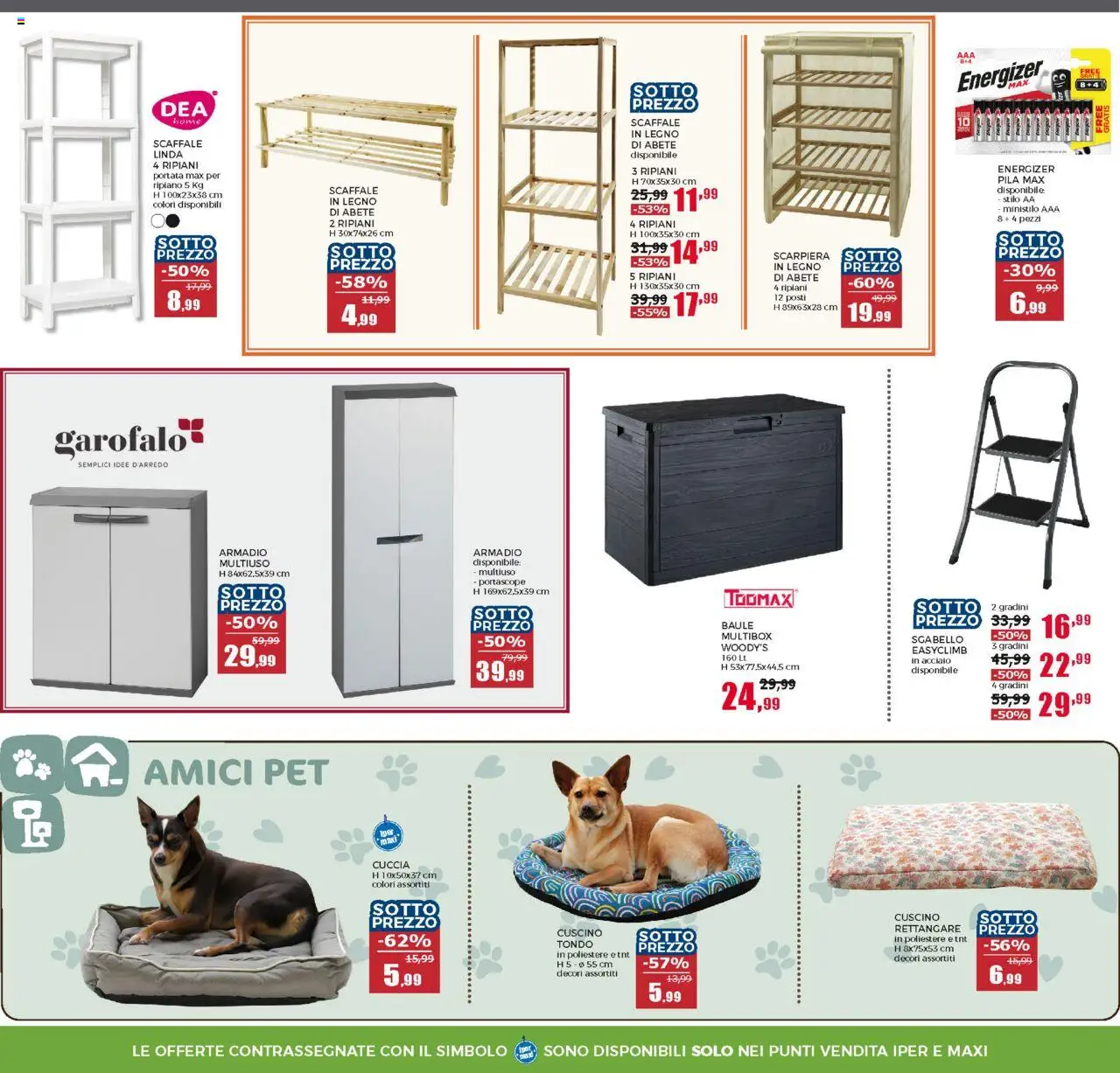 Volantino Happy Casa del 27.08.2025 | Pagina: 9 | Prodotti: Sgabello, Scaffale, Cuscino, Armadio
