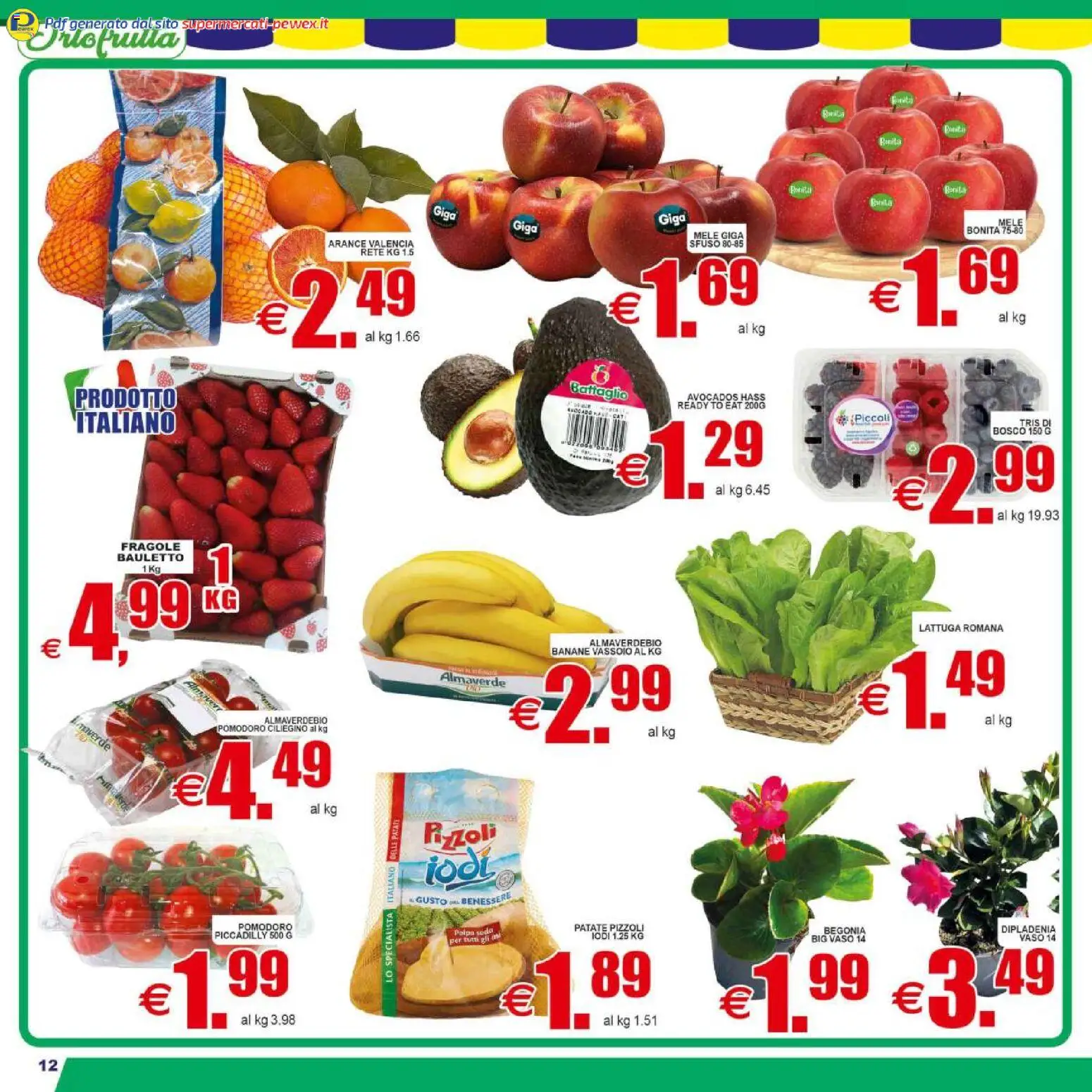 Volantino Pewex del 29.04.2026 | Pagina: 12 | Prodotti: Fragole, Patate, Lattuga, Vaso