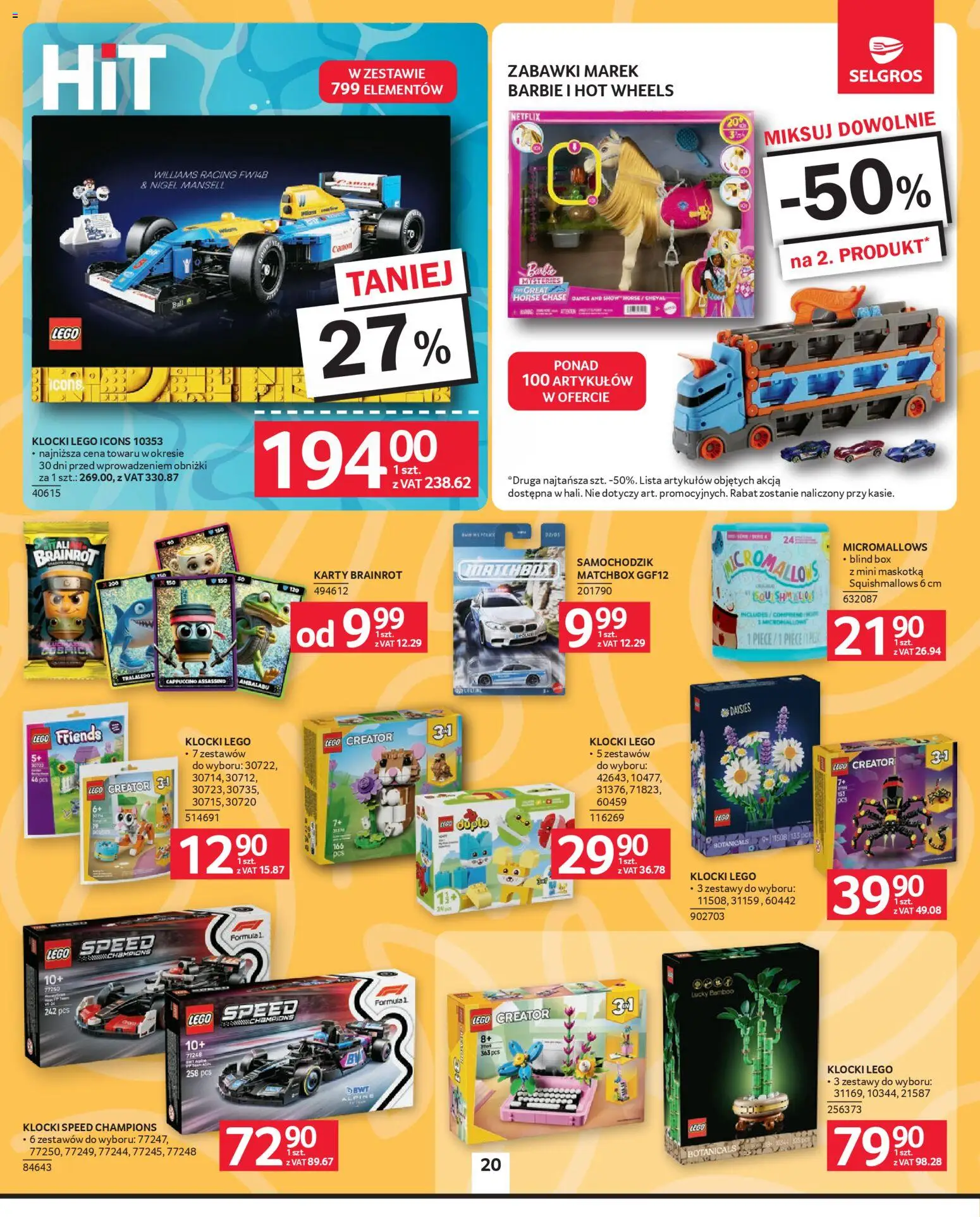 Selgros cash&carry Gazetka - Oferta przemysłowa od 19.02.2026 | Strona: 22 | Produkty: Barbie, Cappuccino, Lego, Klocki Lego