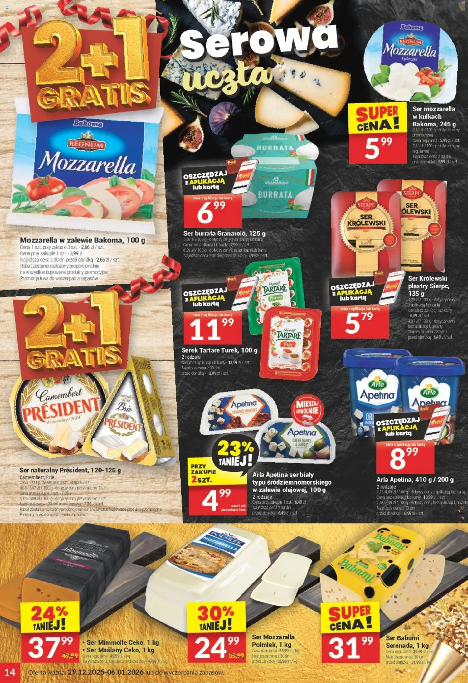 Twój Market Gazetka od 29.12.2025 | Strona: 14 | Produkty: Karta, Camembert, Ser, Mozzarella