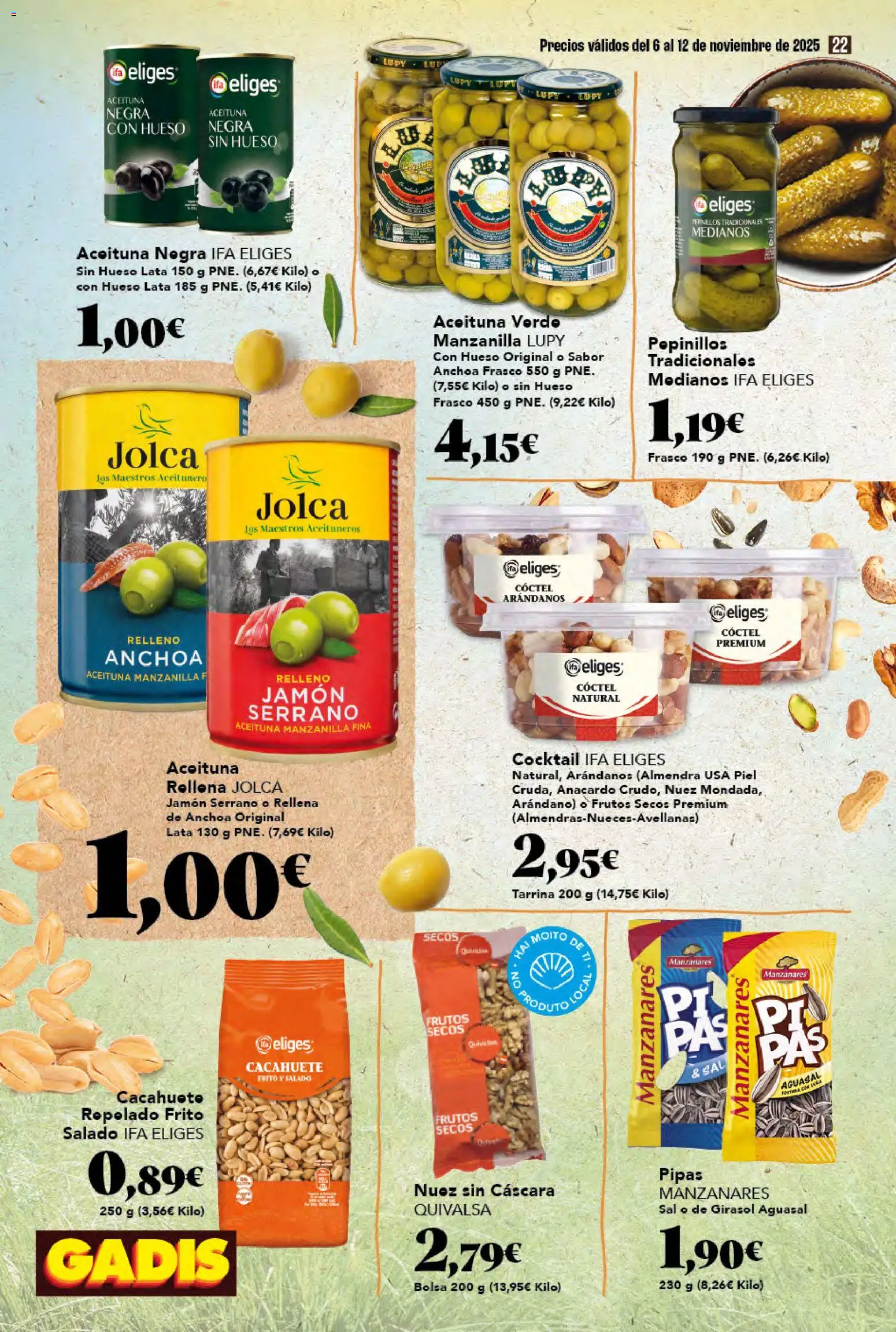 Gadis - folleto │ válido desde el 06.11.2025 | Página: 22 | Productos: Jamón serrano, Frutos secos, Bolsa, Anchoa