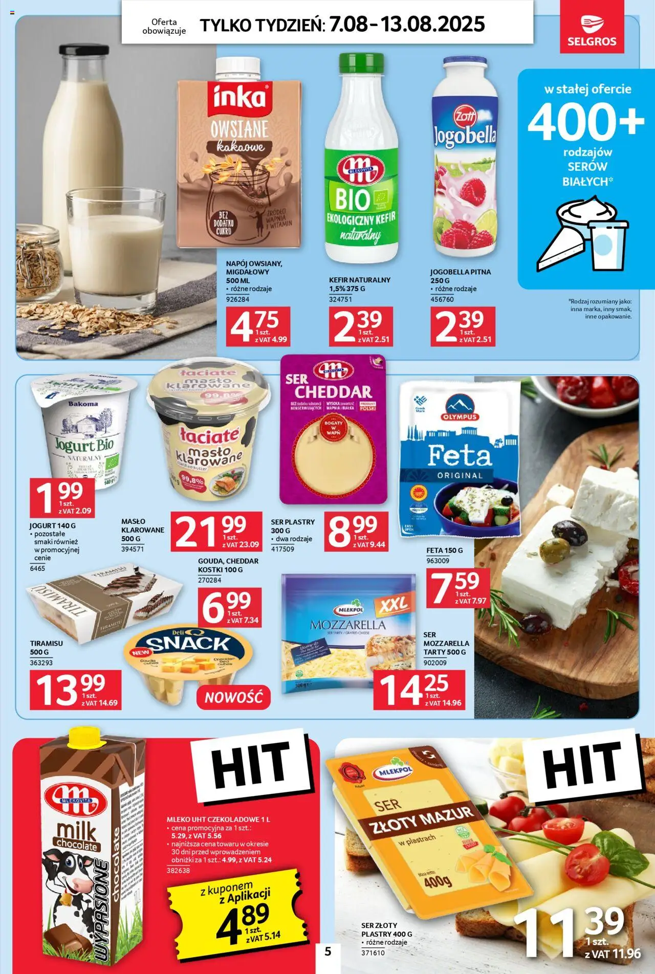 Selgros cash&carry Gazetka - Jeszcze więcej super promocji od 07.08.2025 | Strona: 5 | Produkty: Jogurt Bio, Kefir naturalny, Ser, Mozzarella