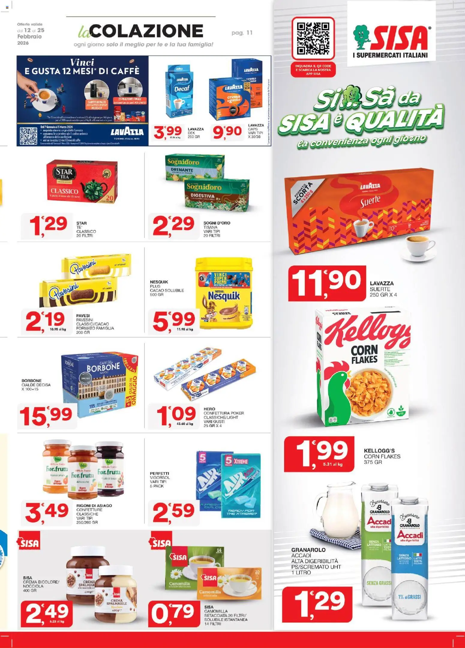 Volantino SISA del 12.02.2026 | Pagina: 11 | Prodotti: Crema, TV, Cacao, Lavazza