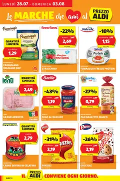 Volantino Aldi del 28.07.2025 | Pagina: 8 | Prodotti: Arrosto, Olio, Sugo, Parmigiano