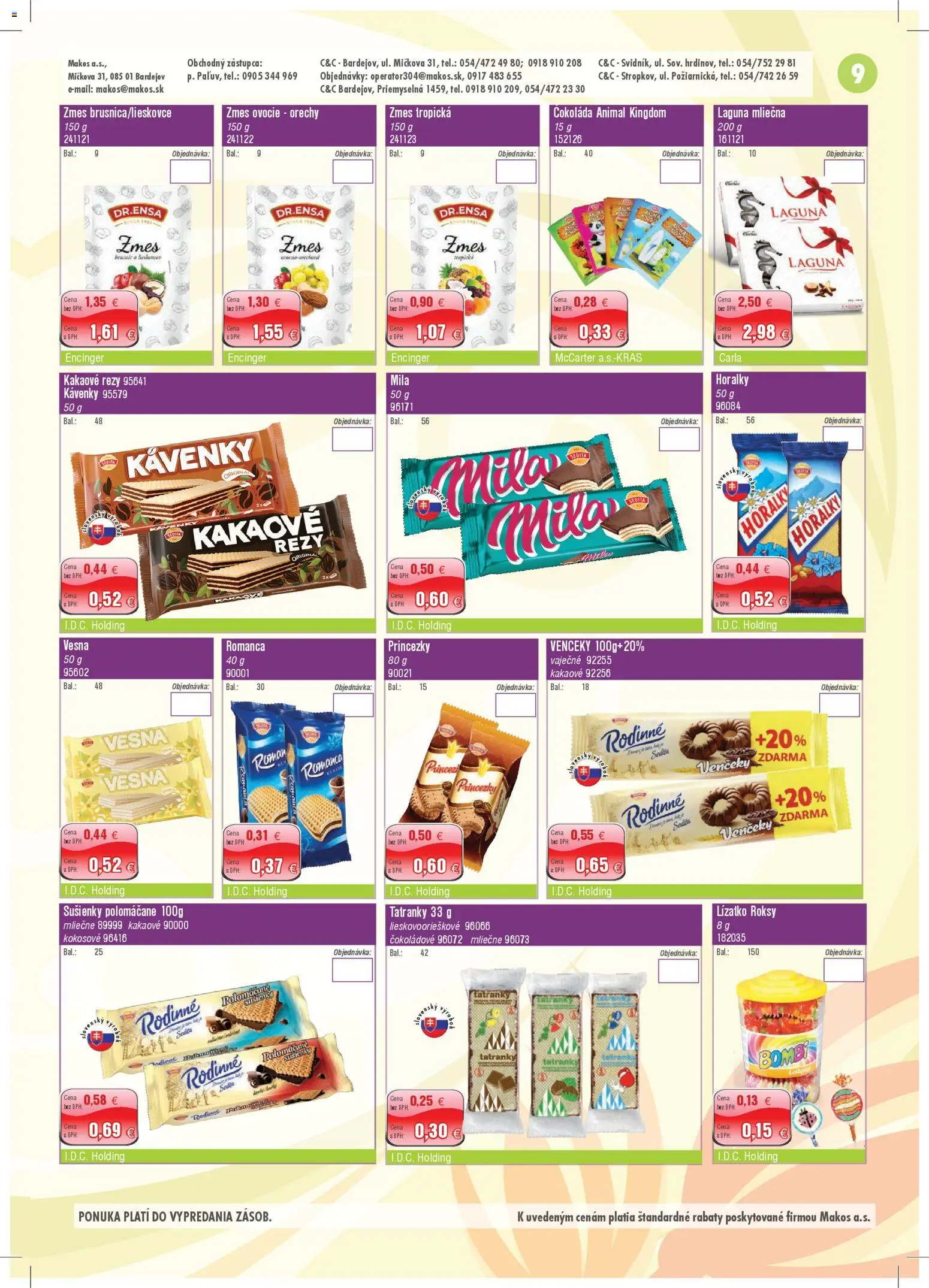 Nové Makos akcie – leták je platný od 01.12.2025 | Strana: 9 | Produkty: Čokoláda, Mila, Horálky, Ovocie