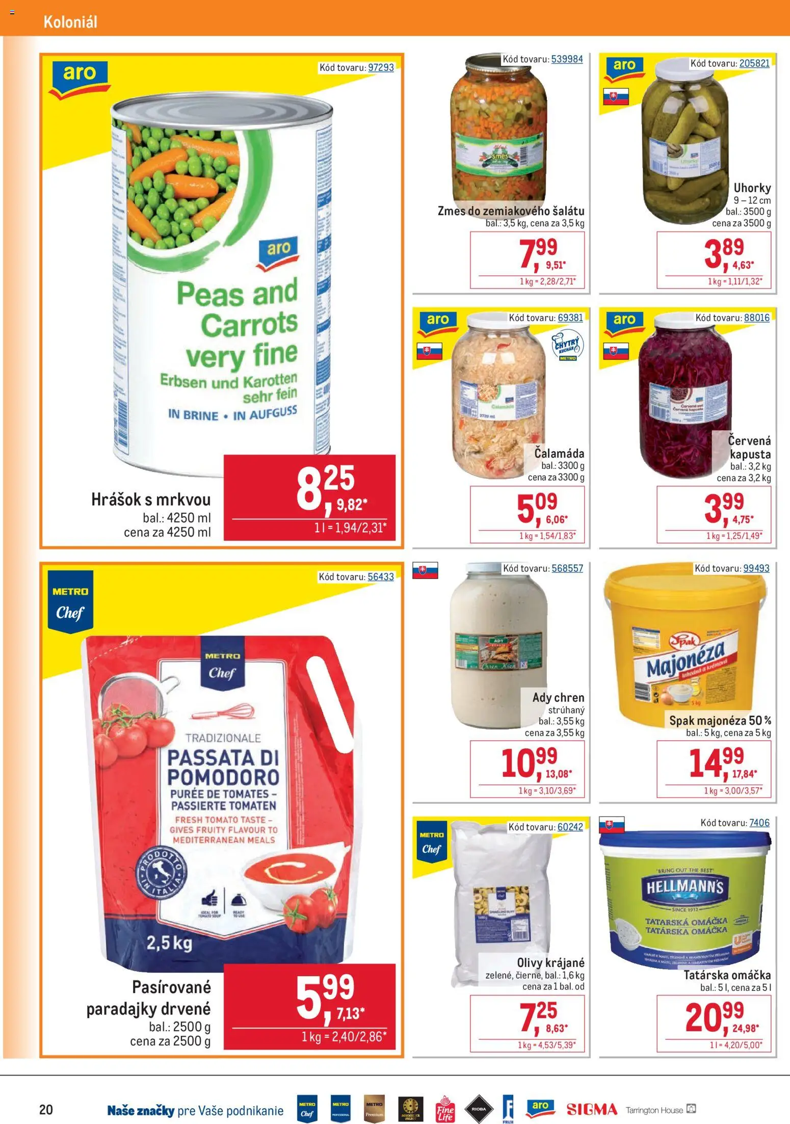 Nové Metro akcie – leták je platný od 19.11.2025 | Strana: 20 | Produkty: Kapusta, Chren, Tatárska omáčka, Omáčka