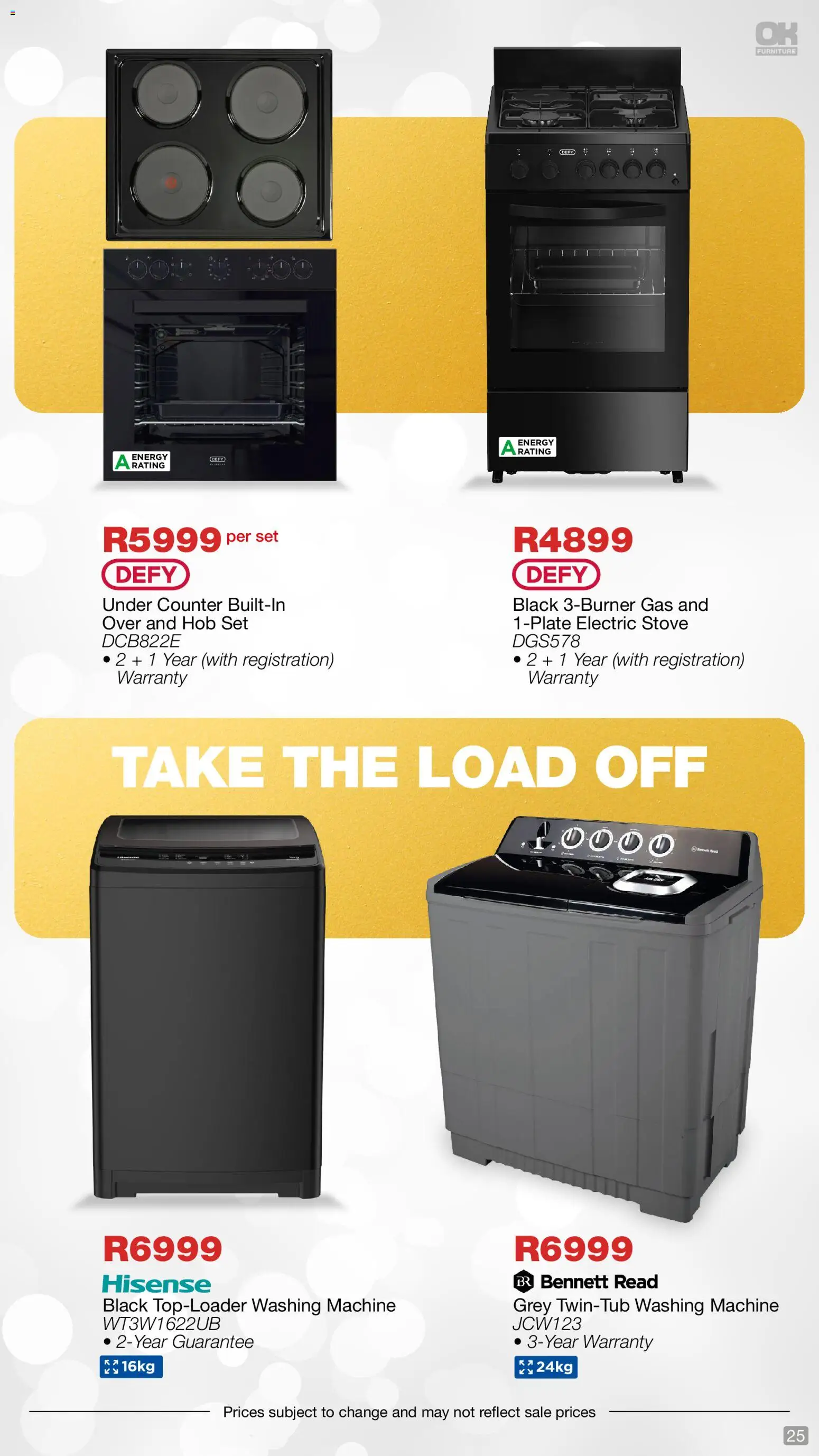 New OK Furniture catalogue – valid from 01.12.2025 | Page: 25 | Products: Washing machine, Hob, Stove