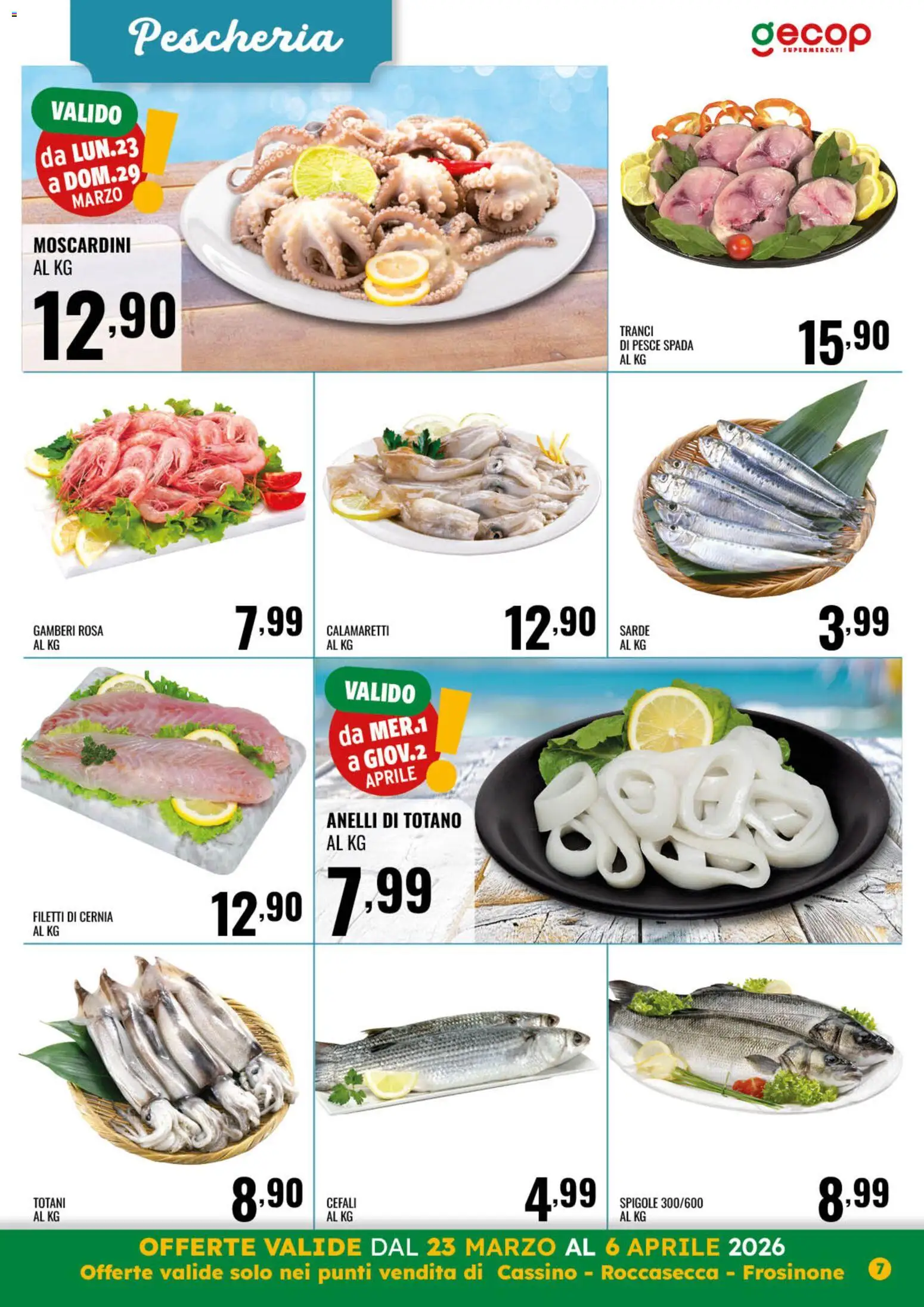 Volantino GECOP del 23.03.2026 | Pagina: 7 | Prodotti: Pesce, Gamberi, Totano, Pesce spada