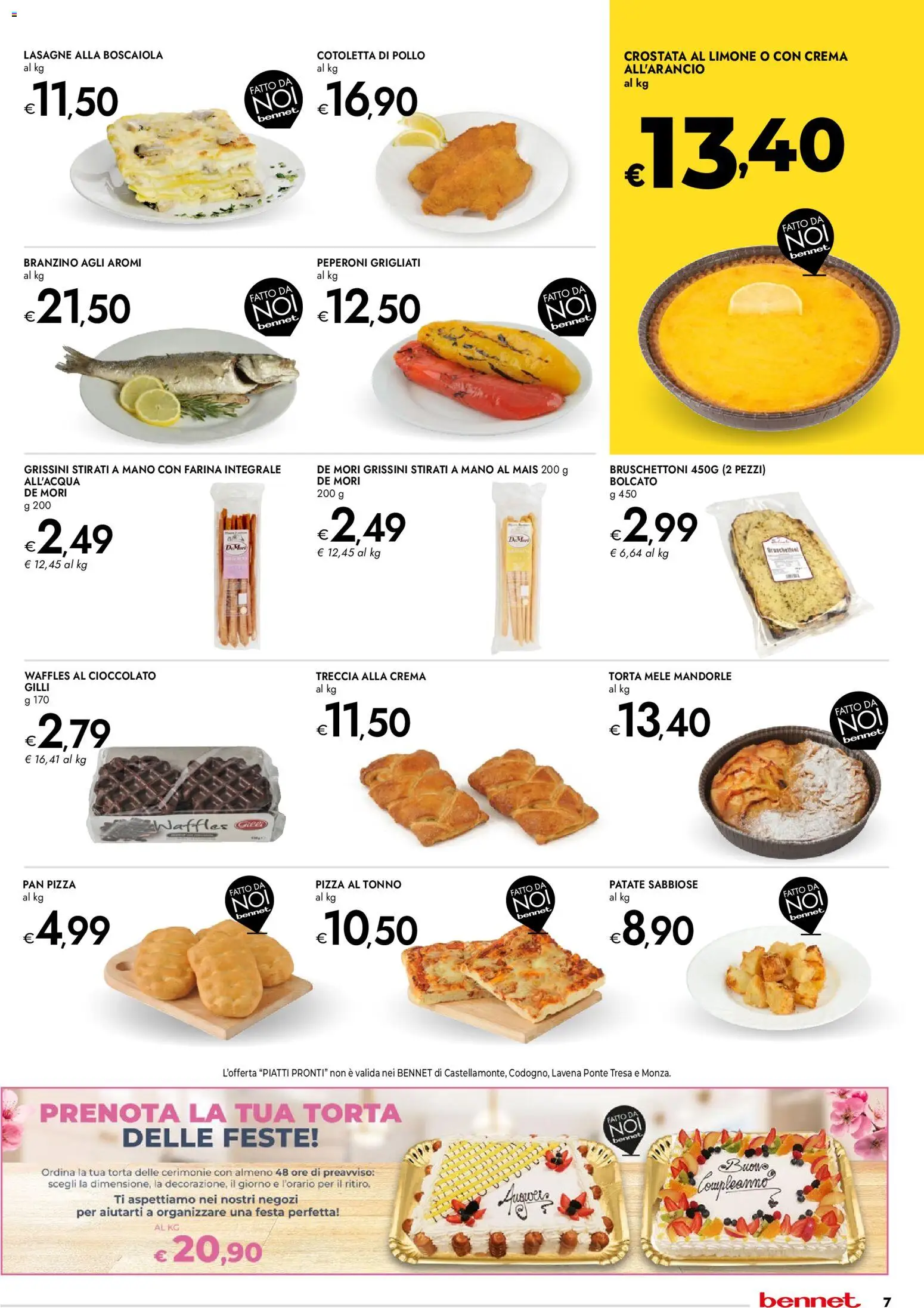 Volantino bennet del 15.01.2026 | Pagina: 7 | Prodotti: Pollo, Branzino, Torta, Grissini