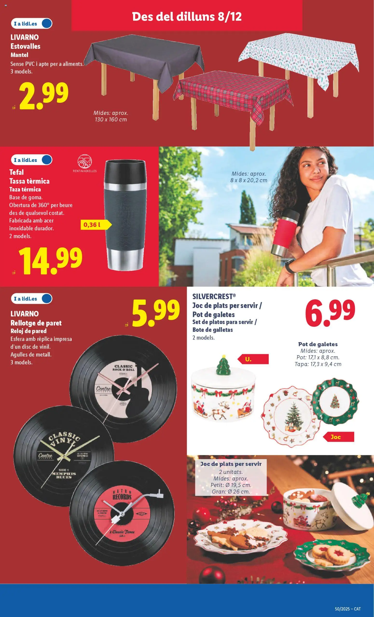 Lidl folleto de bazar │ válido desde el 08.12.2025 | Página: 15 | Productos: Mantel, Galletas, Reloj