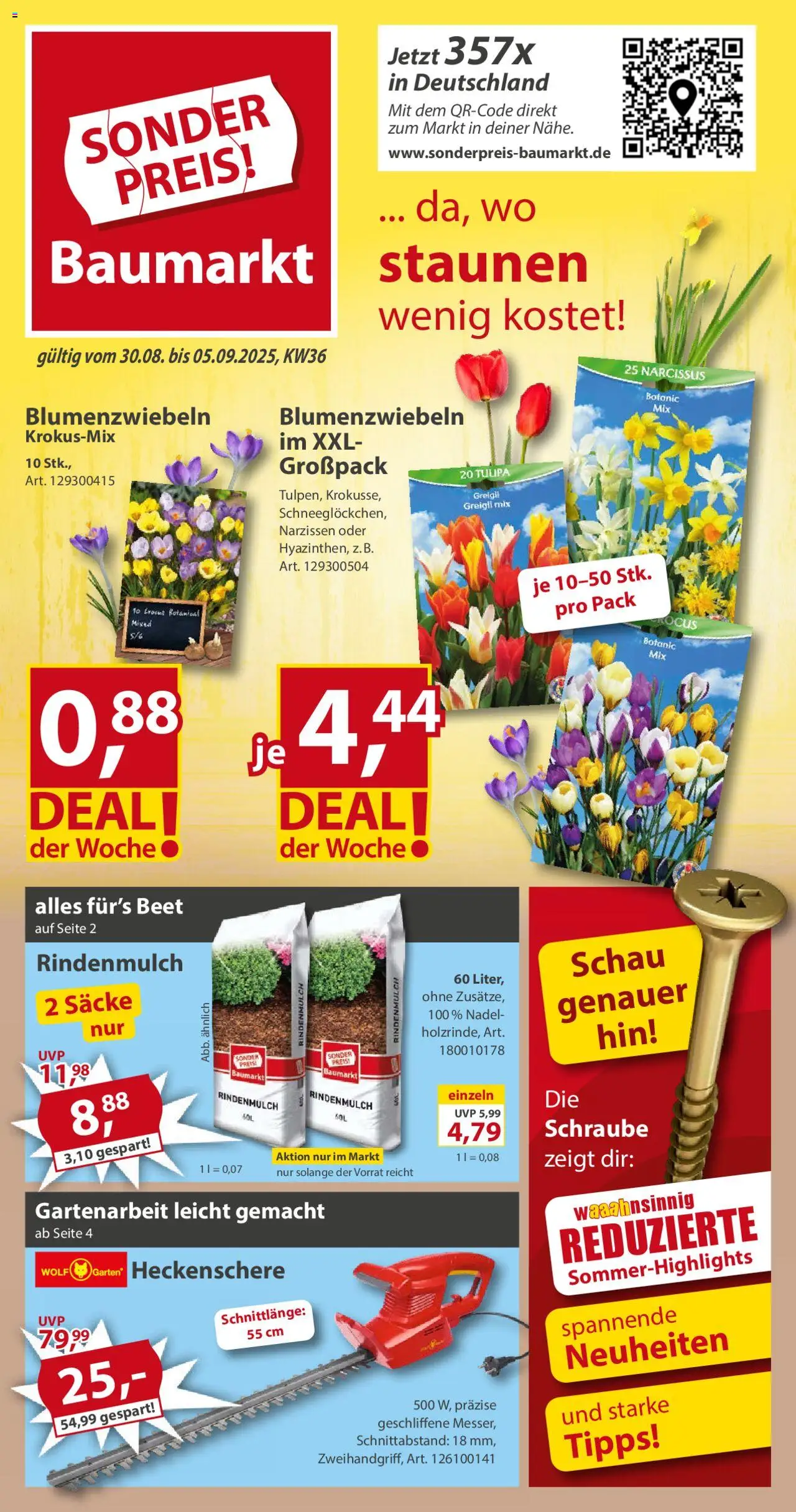 Sonderpreis Baumarkt Prospekt 	 - gültig ab dem 30.08.2025 | Seite: 1 | Produkte: Rindenmulch