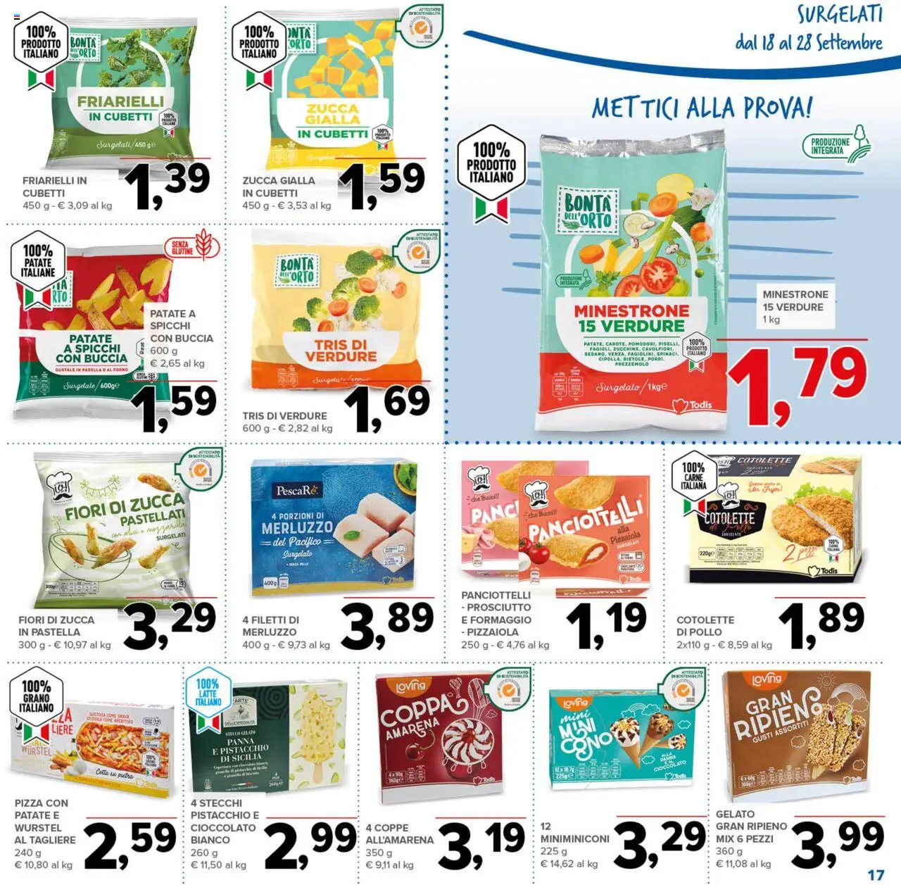 Volantino Todis del 18.09.2025 | Pagina: 17 | Prodotti: Pollo, Merluzzo, Zucca, Tagliere