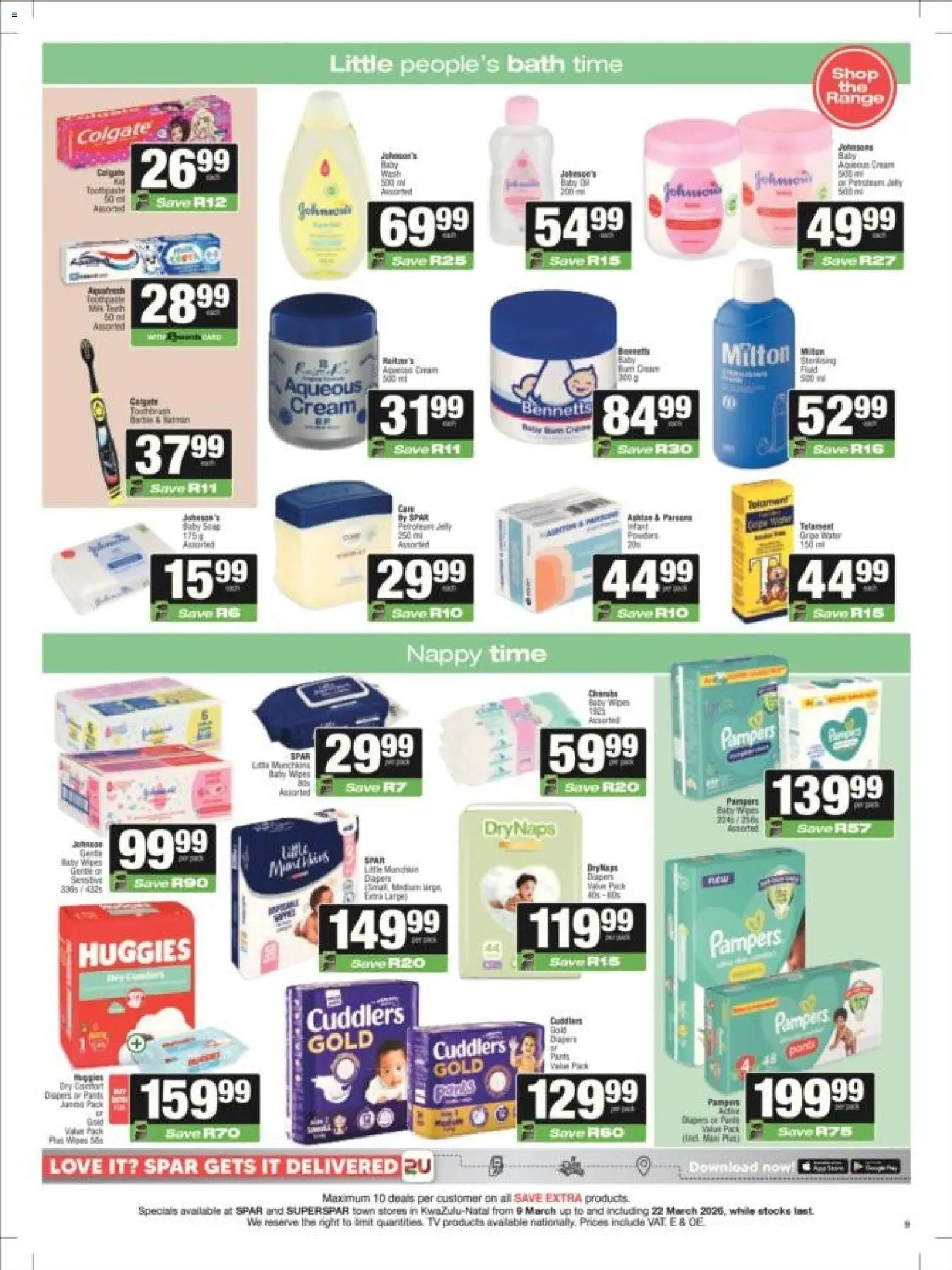New Superspar catalogue – valid from 09.03.2026 | Page: 9 | Products: Pants, TV, Bath, Cream