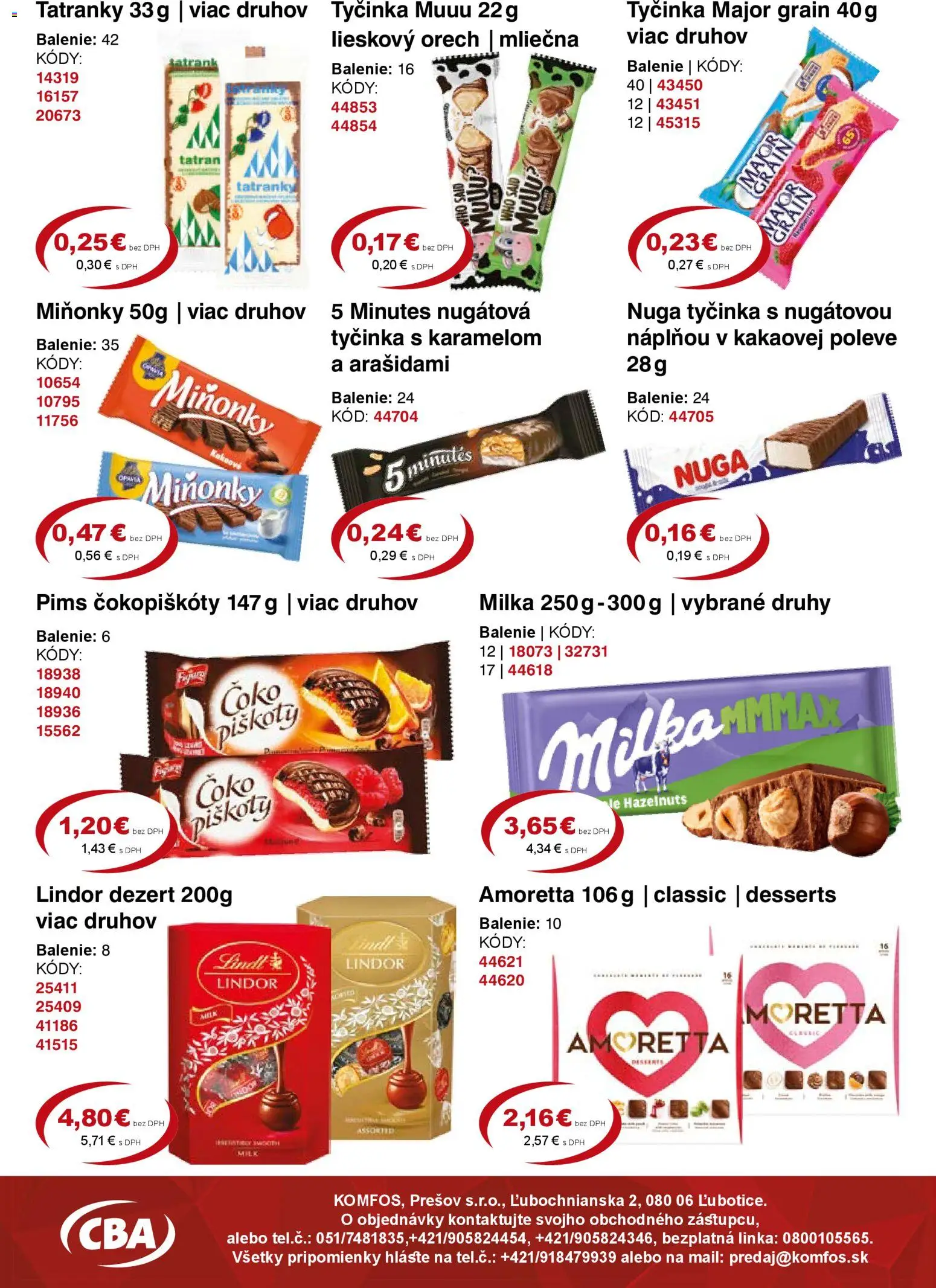 Nové CBA Komfos akcie – leták je platný od 23.10.2025 | Strana: 7 | Produkty: Lindor, Lindt, Milka