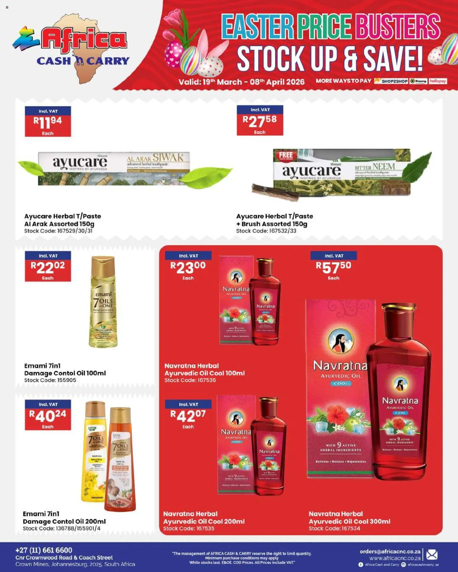 New Africa Cash & Carry catalogue – valid from 19.03.2026 | Page: 68 | Products: Oil, Brush, Stock