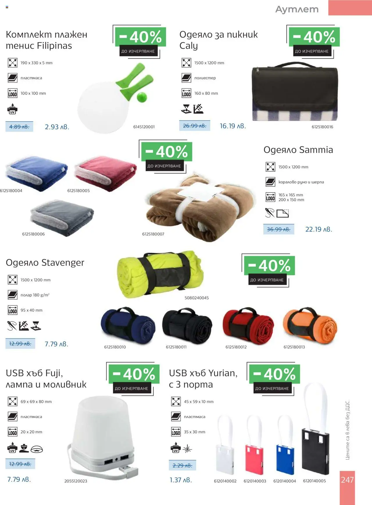  | Страница: 249 | Продукти: USB, Одеяло, Лампа