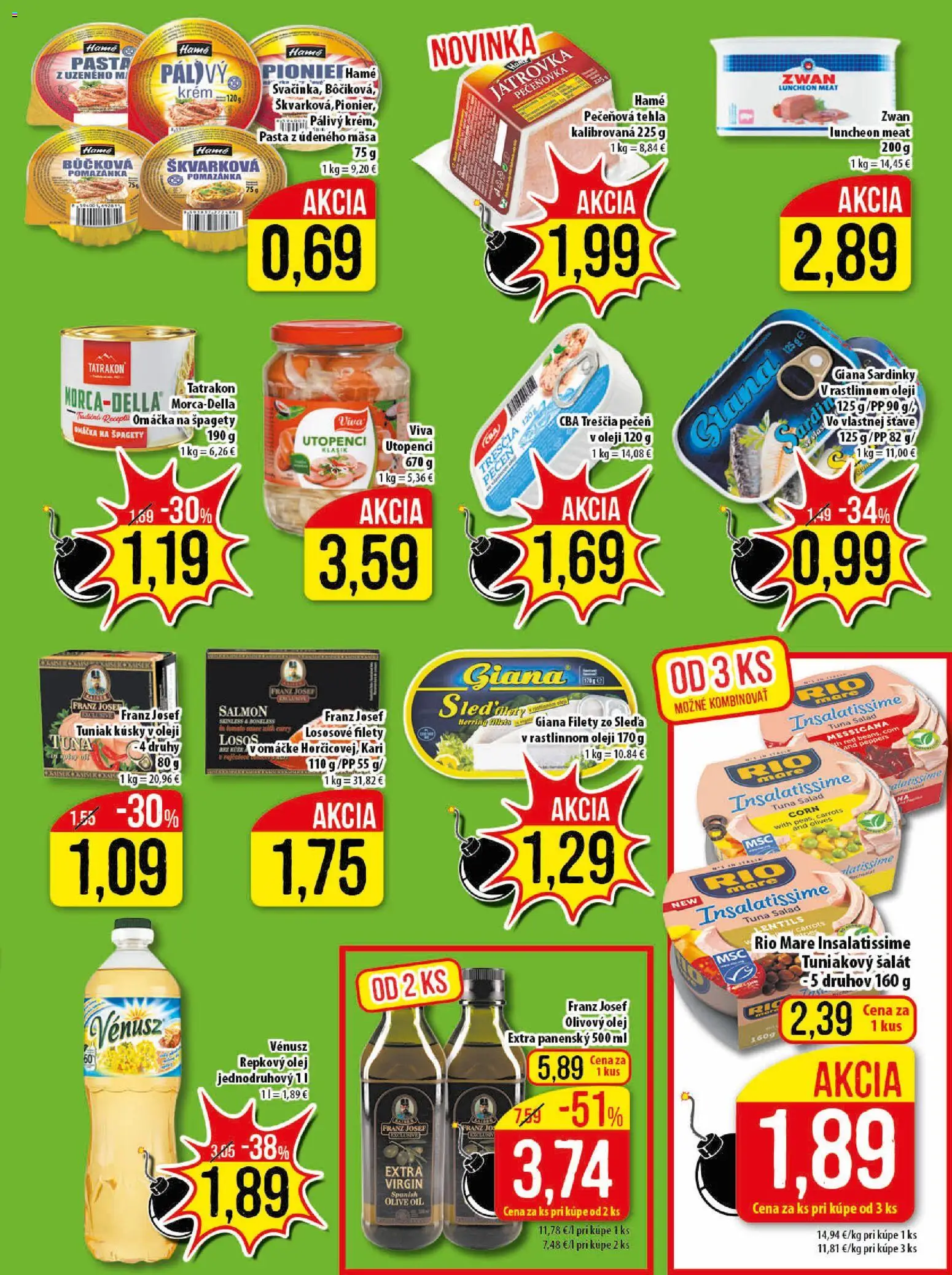 Nové Klas akcie – leták je platný od 16.03.2026 | Strana: 18 | Produkty: Tuniak, Repkový olej, Losos, Špagety