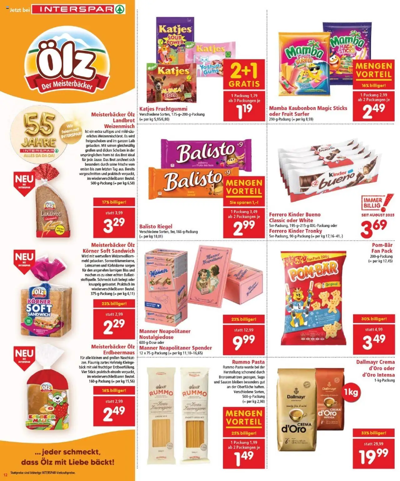Interspar Flugblatt - Burgenland Nord gültig ab 09.10.2025 | Seite: 12 | Produkte: Pasta, Brot