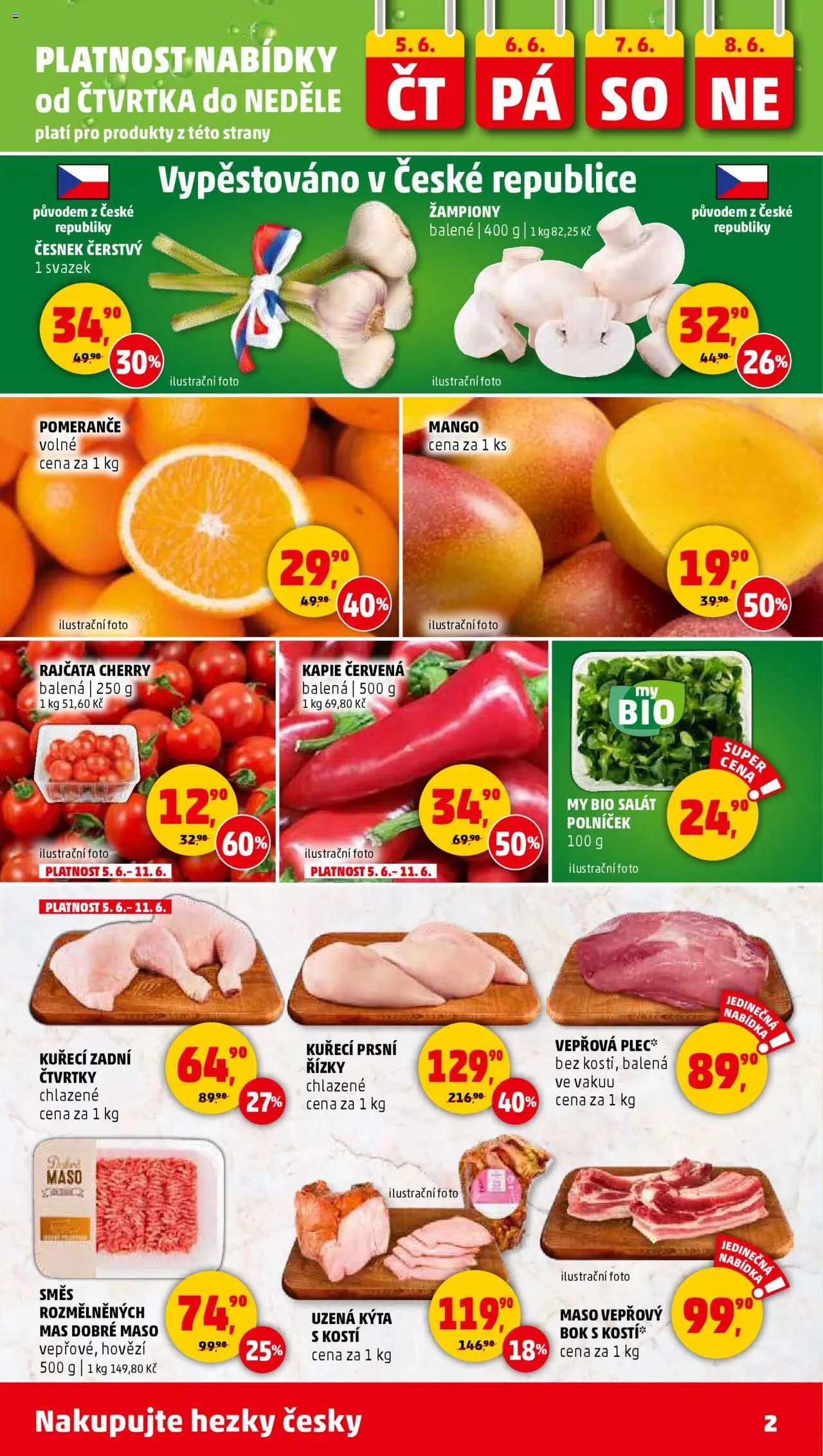 Penny Market leták - Čtvrtečník od 05.06.2025 | Strana: 2 | Produkty: Hovězí, Mango, Rajčata, Česnek