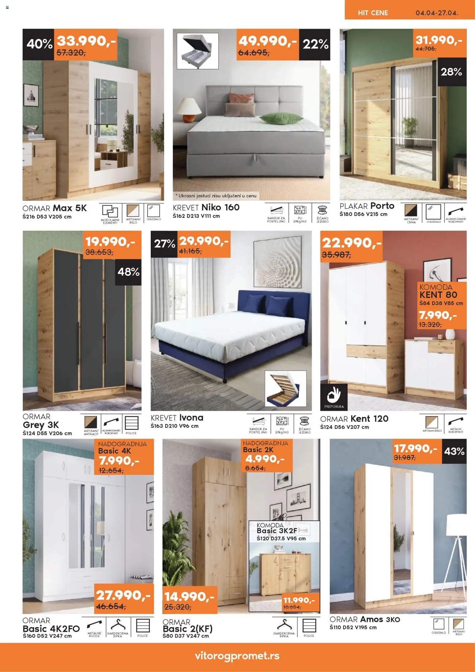 Vitorog katalog - važi od 04.04.2026 | Strana: 11 | Proizvode: Krevet, Komoda, Ormar, Ogledalo