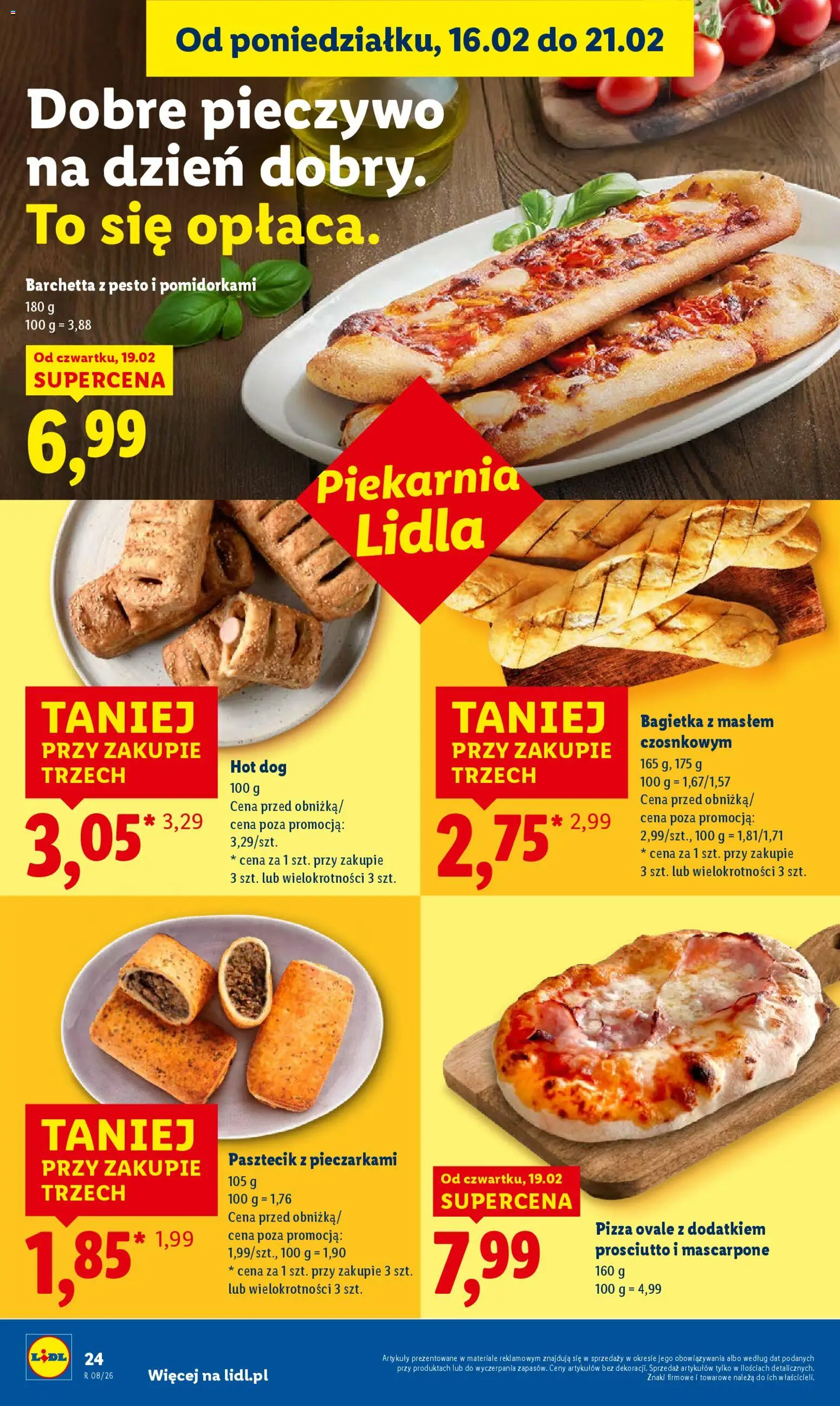 Lidl Gazetka od 19.02.2026 | Strona: 24 | Produkty: Pieczywo, Piekarnia, Mascarpone, Pizza