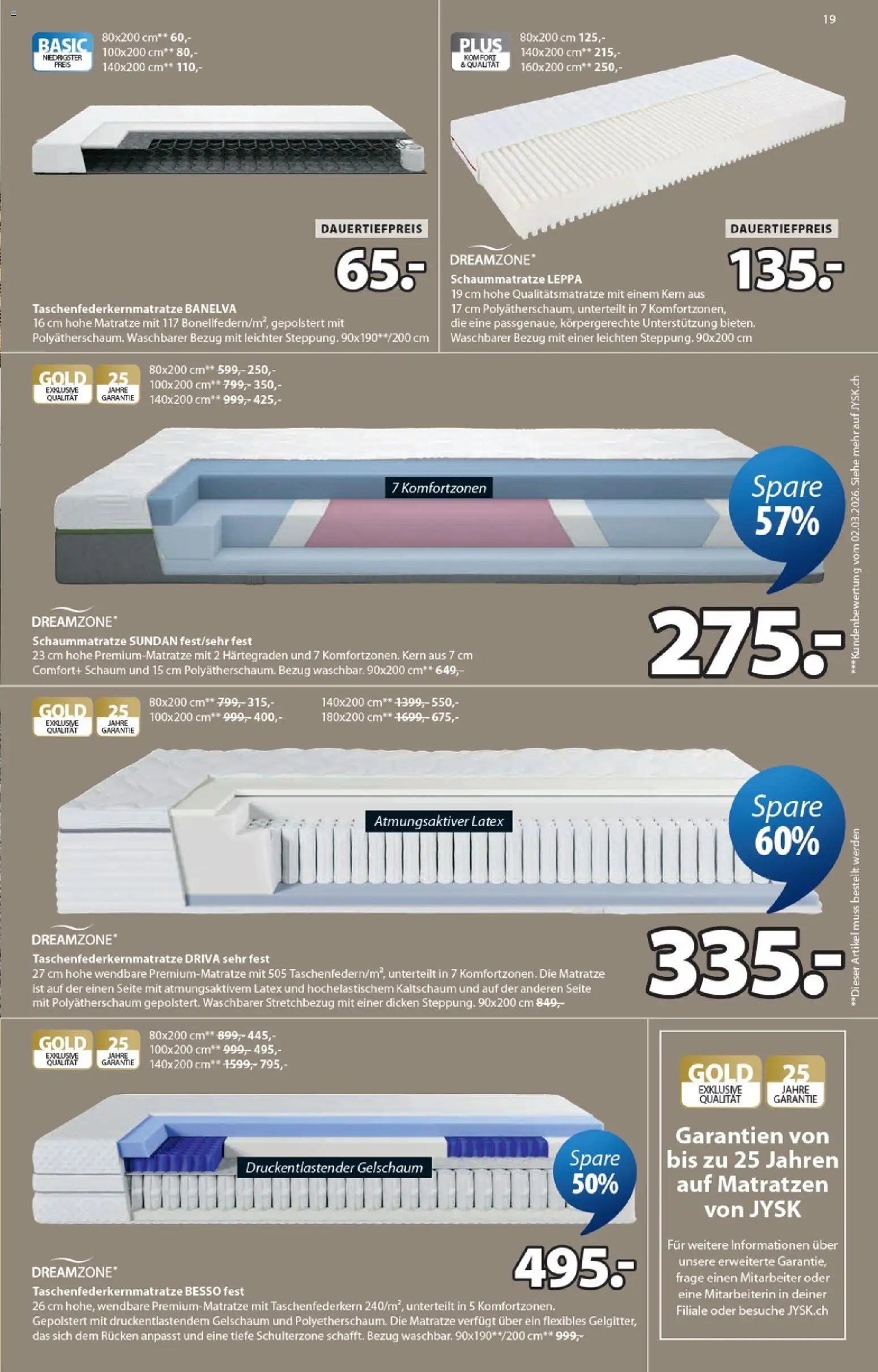 JYSK aktionen – gültig ab 28.04.2026 | Seite: 19 | Produkte: Matratze