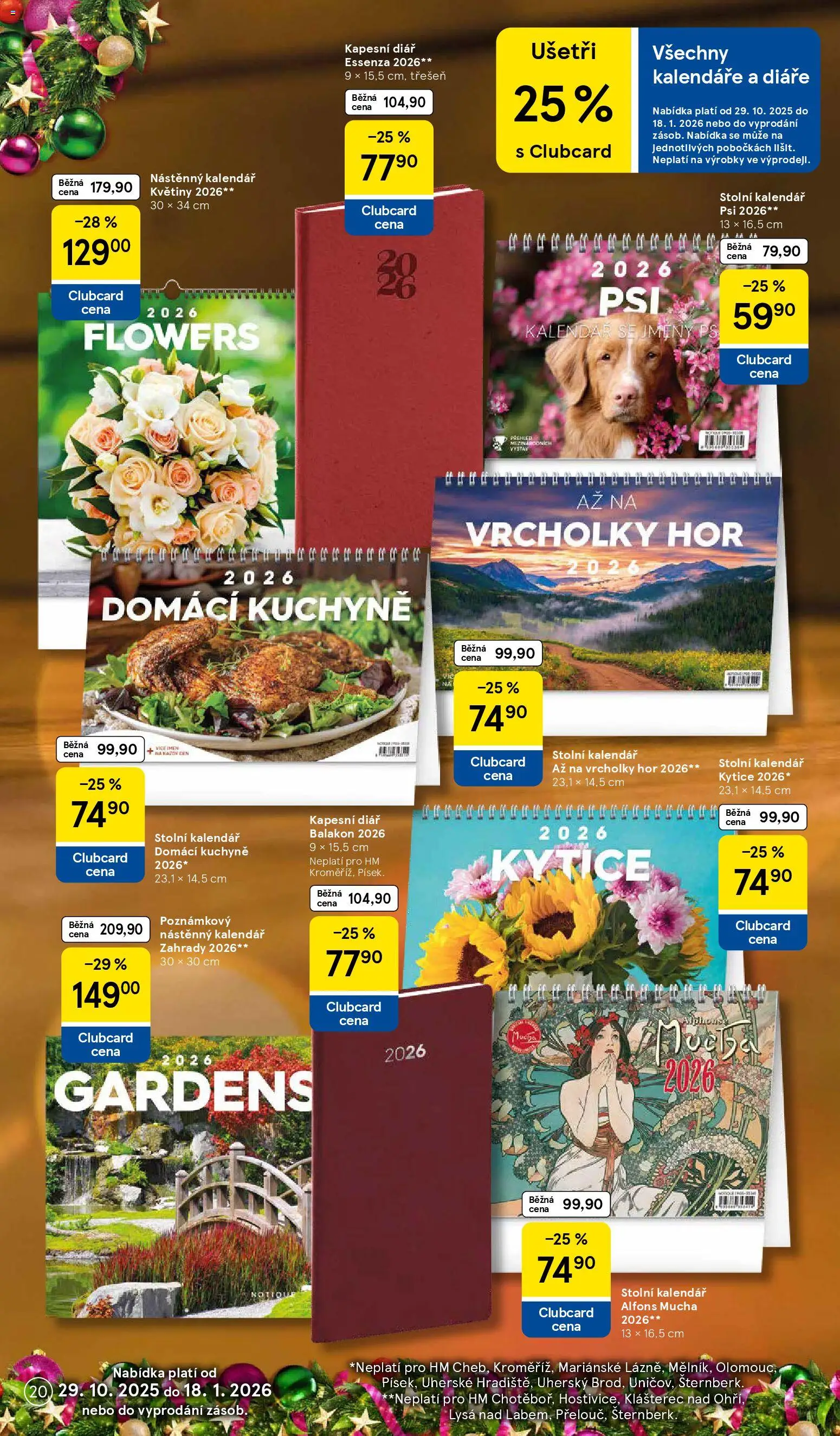 Tesco katalog od 25.11.2025 | Strana: 20 | Produkty: Kalendář, Kytice, Květiny, Kuchyně