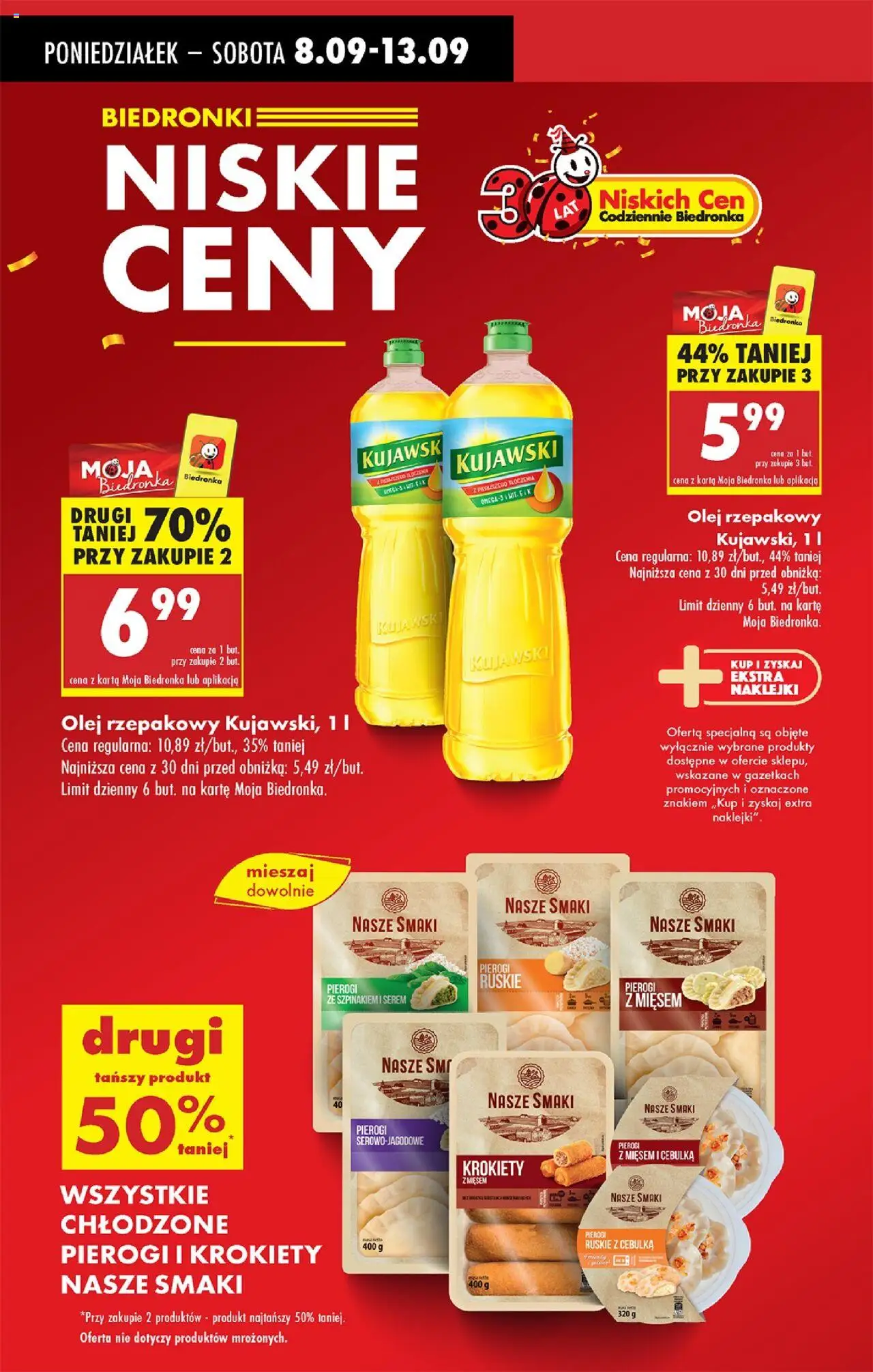 Biedronka gazetka od 08.09.2025 | Strona: 6 | Produkty: Olej rzepakowy, Pierogi, Naklejki, Olej