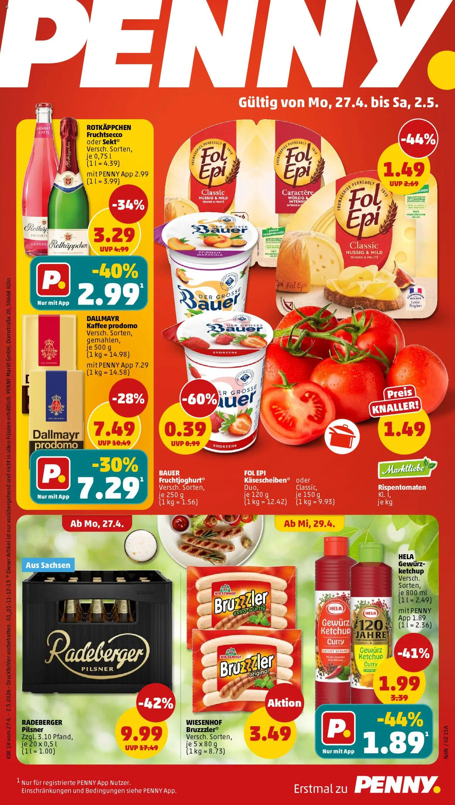 Penny Prospekt 	 – gültig ab 27.04.2026 | Seite: 1 | Produkte: Milch, Äpfel, Fruchtsecco, Rotkäppchen