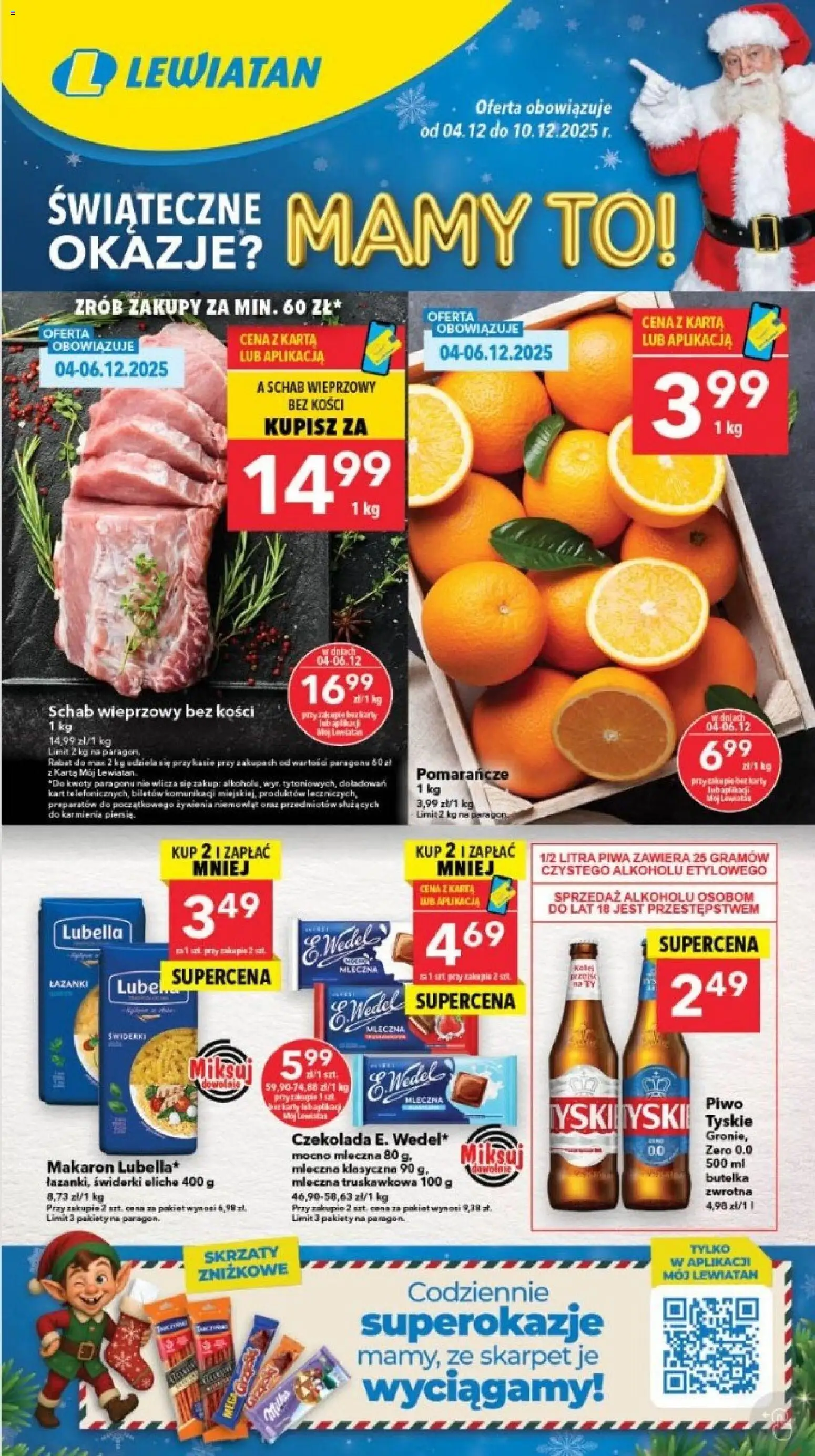 Lewiatan gazetka - Szczecin od 04.12.2025 | Strona: 1 | Produkty: Karta, Schab, Schab wieprzowy bez kości, Piwo