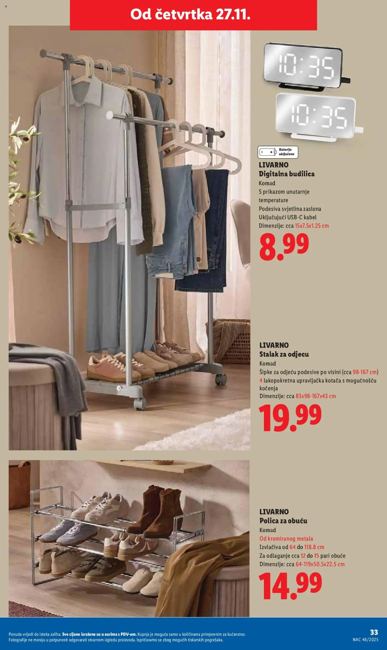 Lidl katalog | vrijedi od 27.11.2025 | Stranica: 33 | Proizvodi: Polica, Baterije, Budilica, Kabel