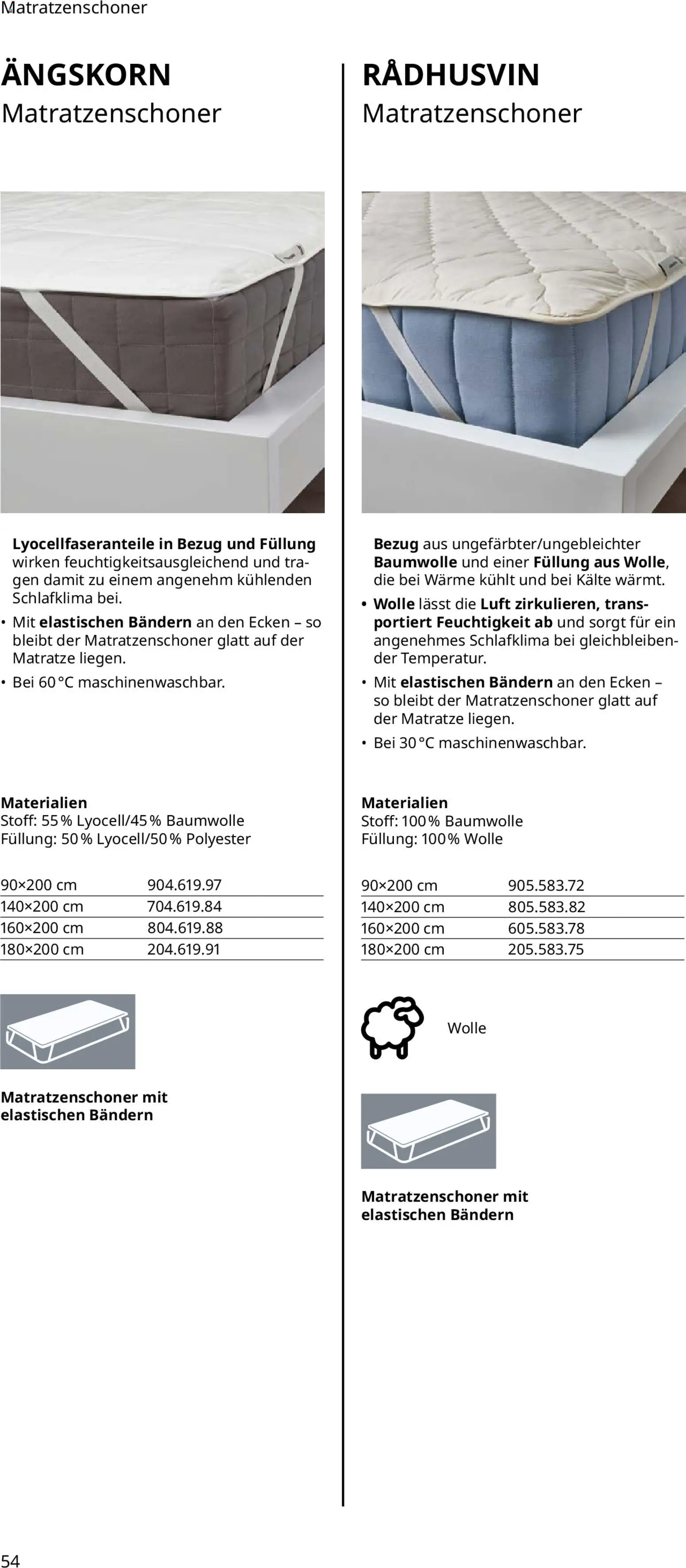 Ikea Prospekt  Schlafkomfort	 – gültig ab 30.09.2025 | Seite: 54 | Produkte: Matratze, Matratzenschoner