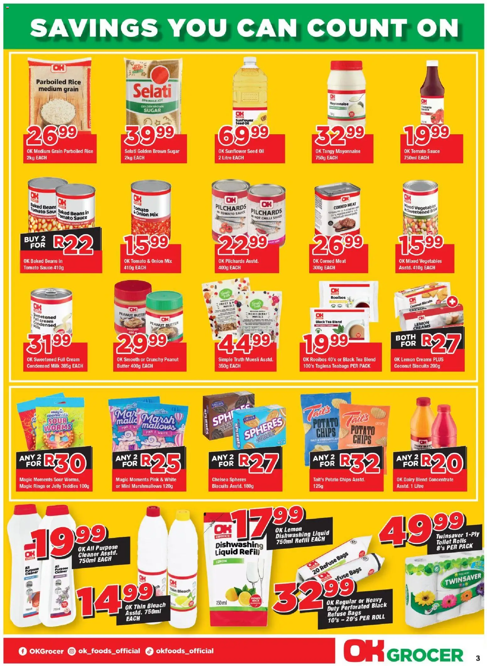 New OK Foods catalogue – valid from 11.02.2026 | Page: 3 | Products: Data, Beans, Oil, Refuse bags