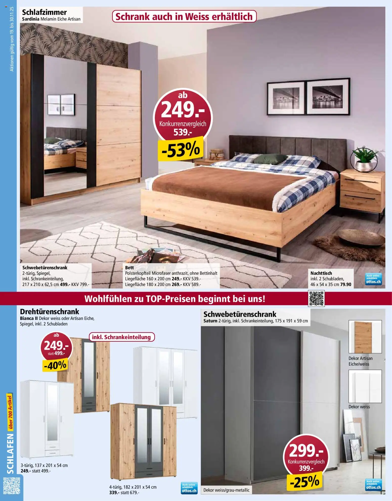 Otto's Aktionen – gültig ab 19.11.2025 | Seite: 10 | Produkte: Nachttisch, Schrank, Drehtürenschrank, Bett
