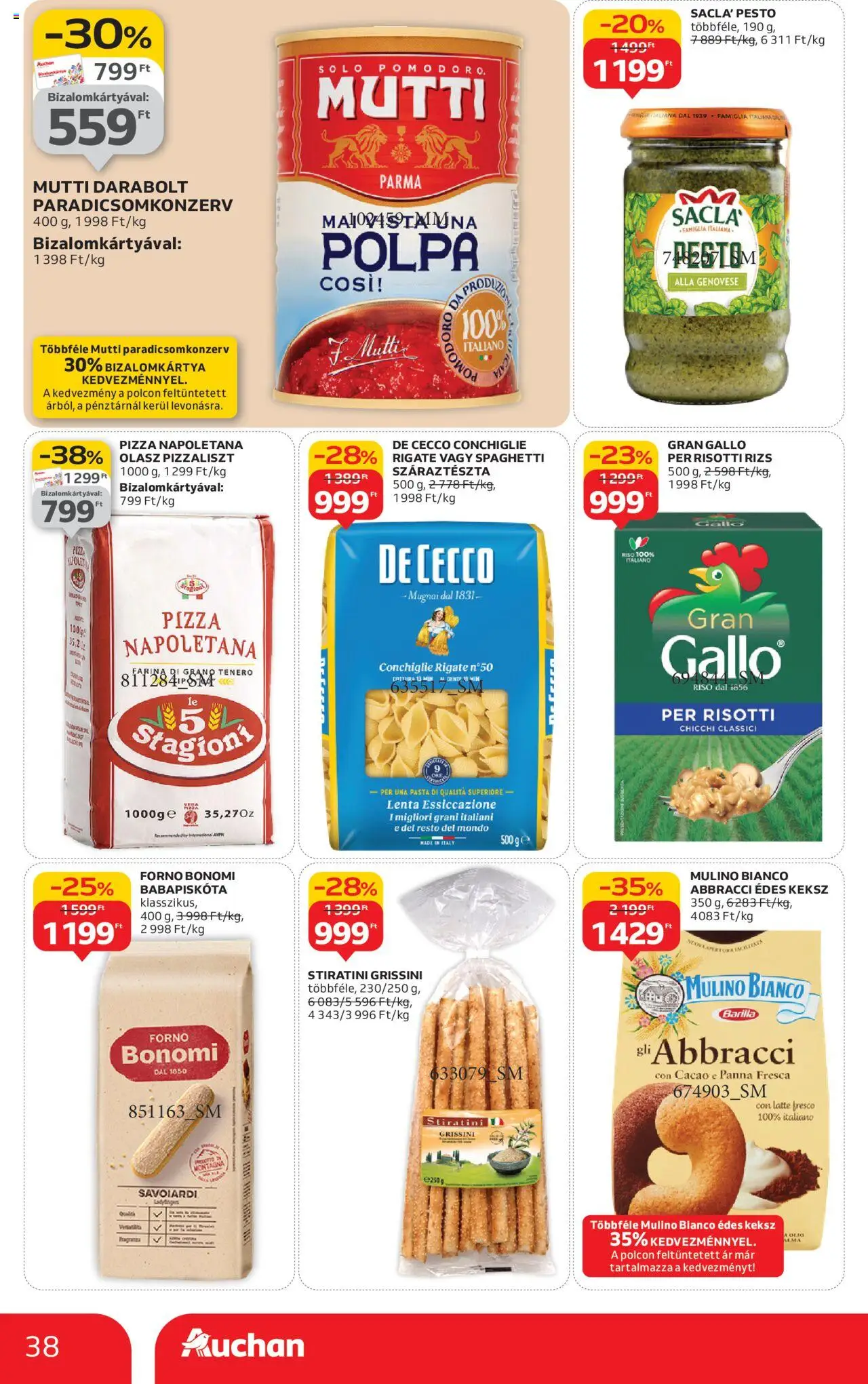 Auchan akciós ujság - amely érvényes a következő dátumtól: 09.10.2025 | Oldal: 38 | Termékek: Grissini, Pizza, Rizs, Keksz