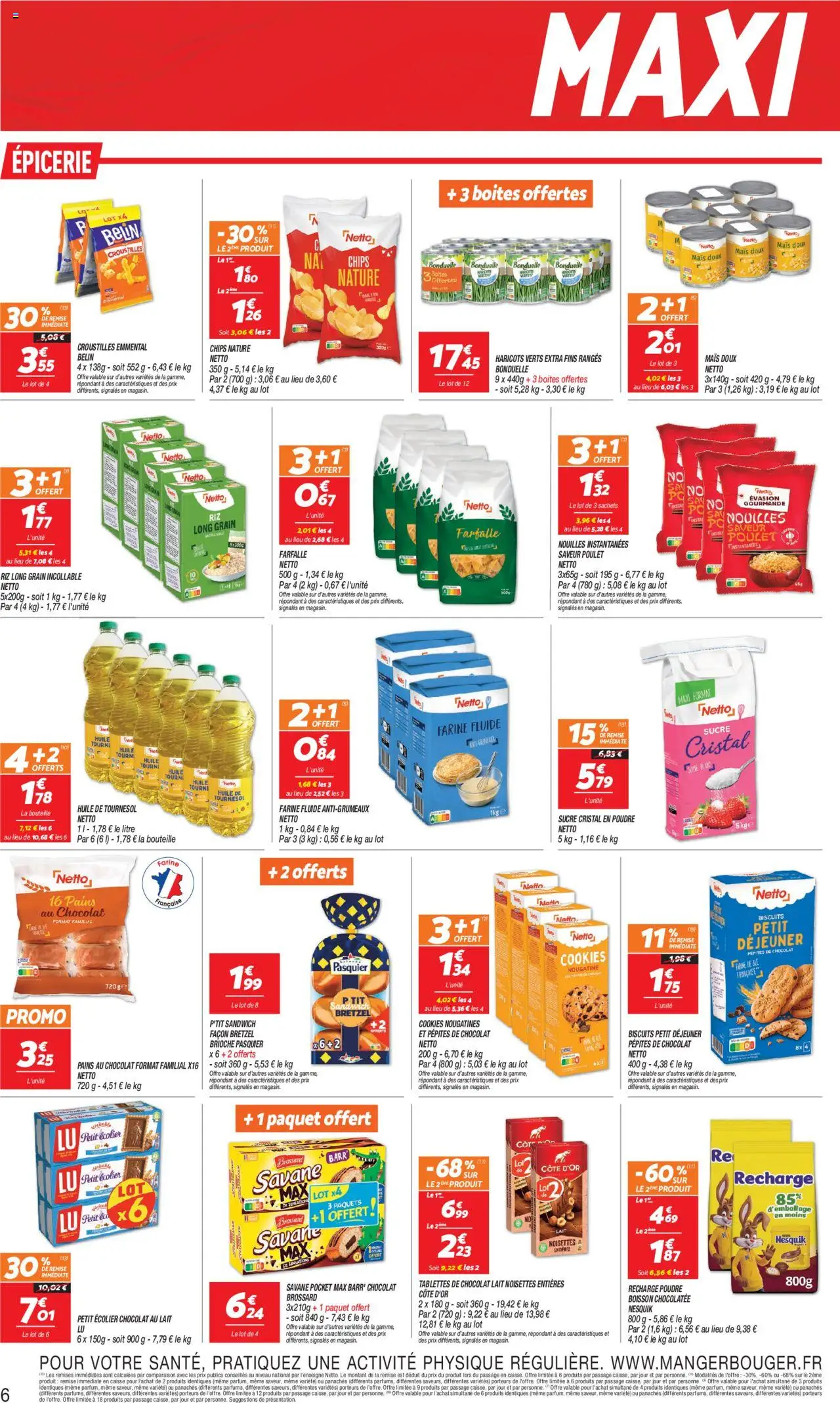  | Page: 6 | Produits: Nouilles instantanées, Pépites de chocolat, Noisettes, Chips