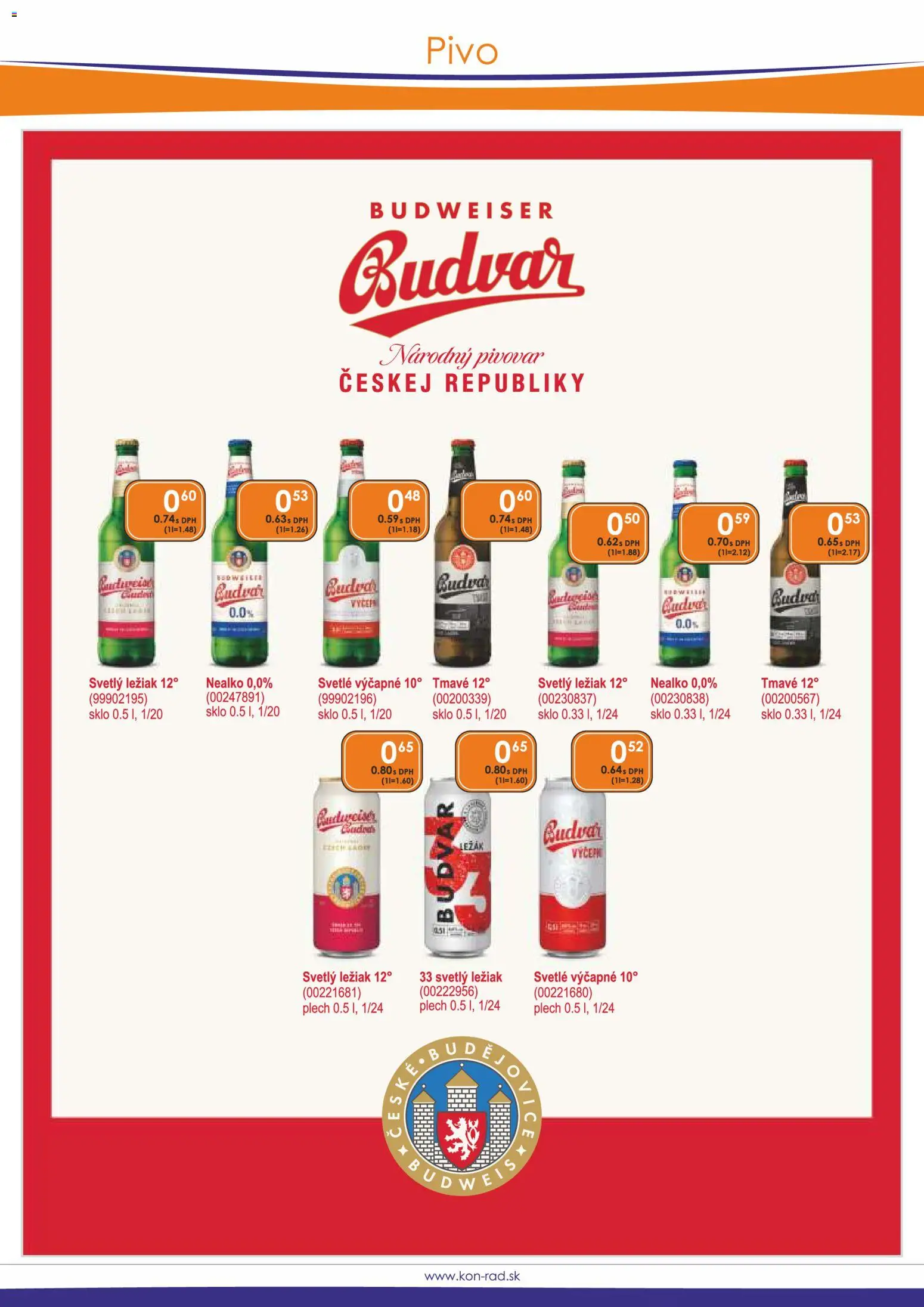 Nové KON - RAD akcie – leták je platný od 01.05.2026 | Strana: 20 | Produkty: Pivo, Budvar