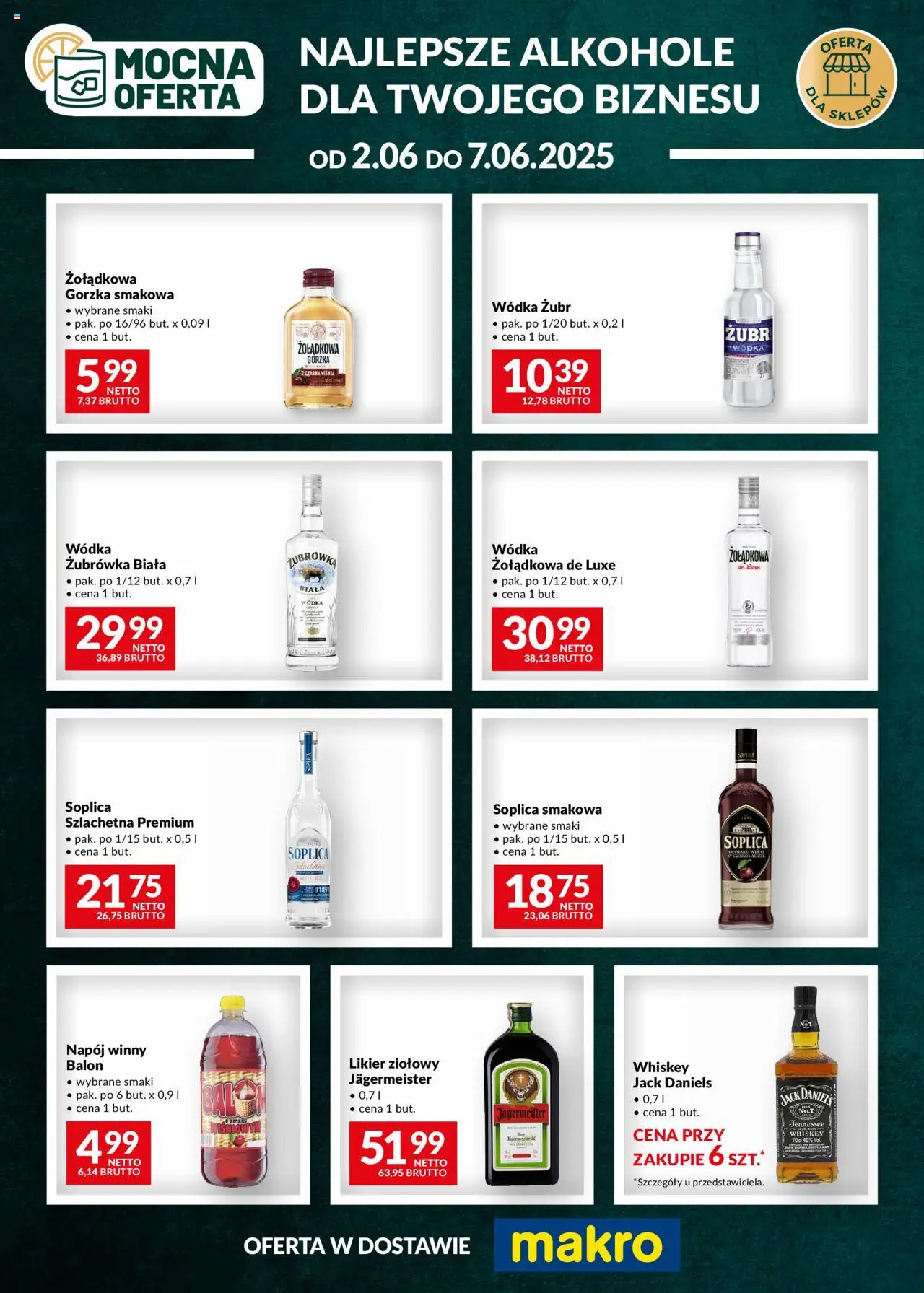 Makro Gazetka - Mocna oferta od 02.06.2025 | Strona: 1 | Produkty: Likier ziołowy, Żubrówka, Jagermeister, Vodka