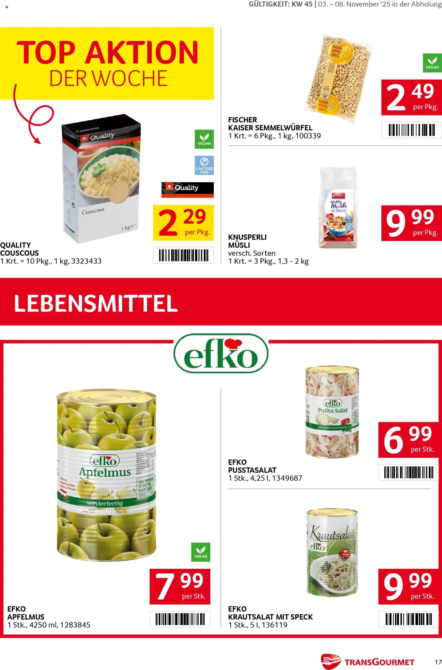 Transgourmet Flugblatt gültig ab 03.11.2025 | Seite: 17 | Produkte: Salat, Libacomb