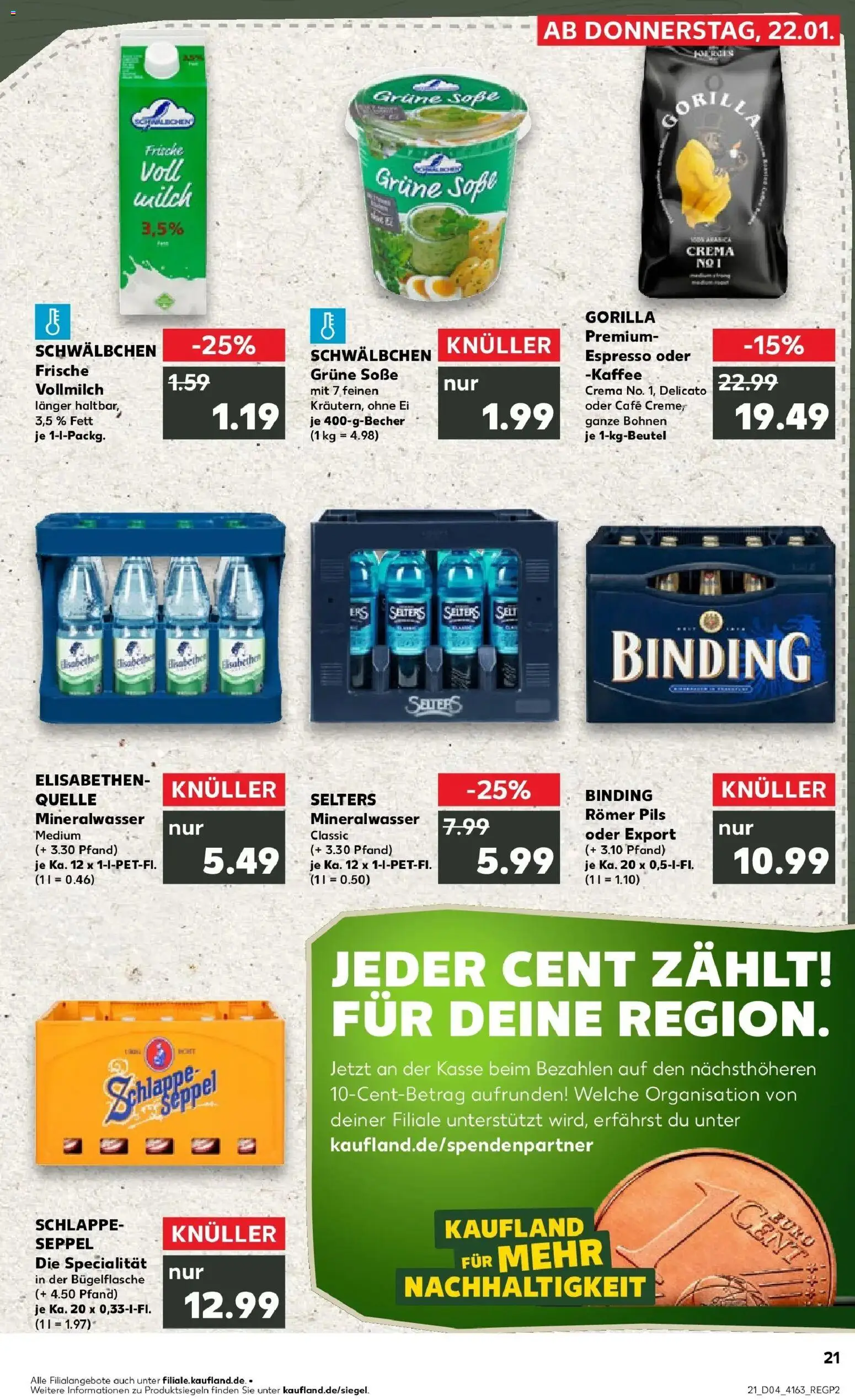 Kaufland prospekt Dreieich	 – gültig ab 25.01.2026 | Seite: 21 | Produkte: Milch, Kaffee, Pils, Soße