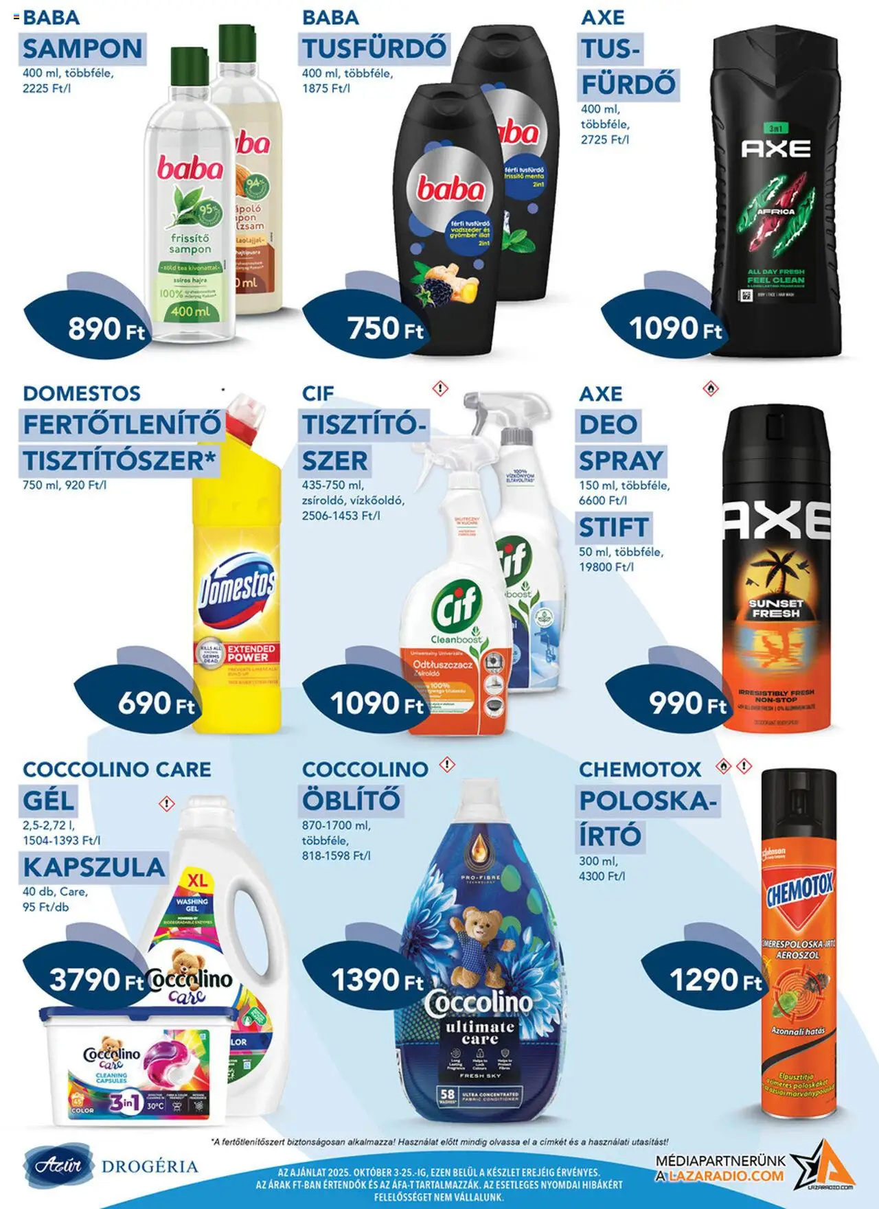 Azur akciós ujság - amely érvényes a következő dátumtól: 03.10.2025 | Oldal: 4 | Termékek: Gyömbér, Zöld tea, Sampon, Tusfürdő