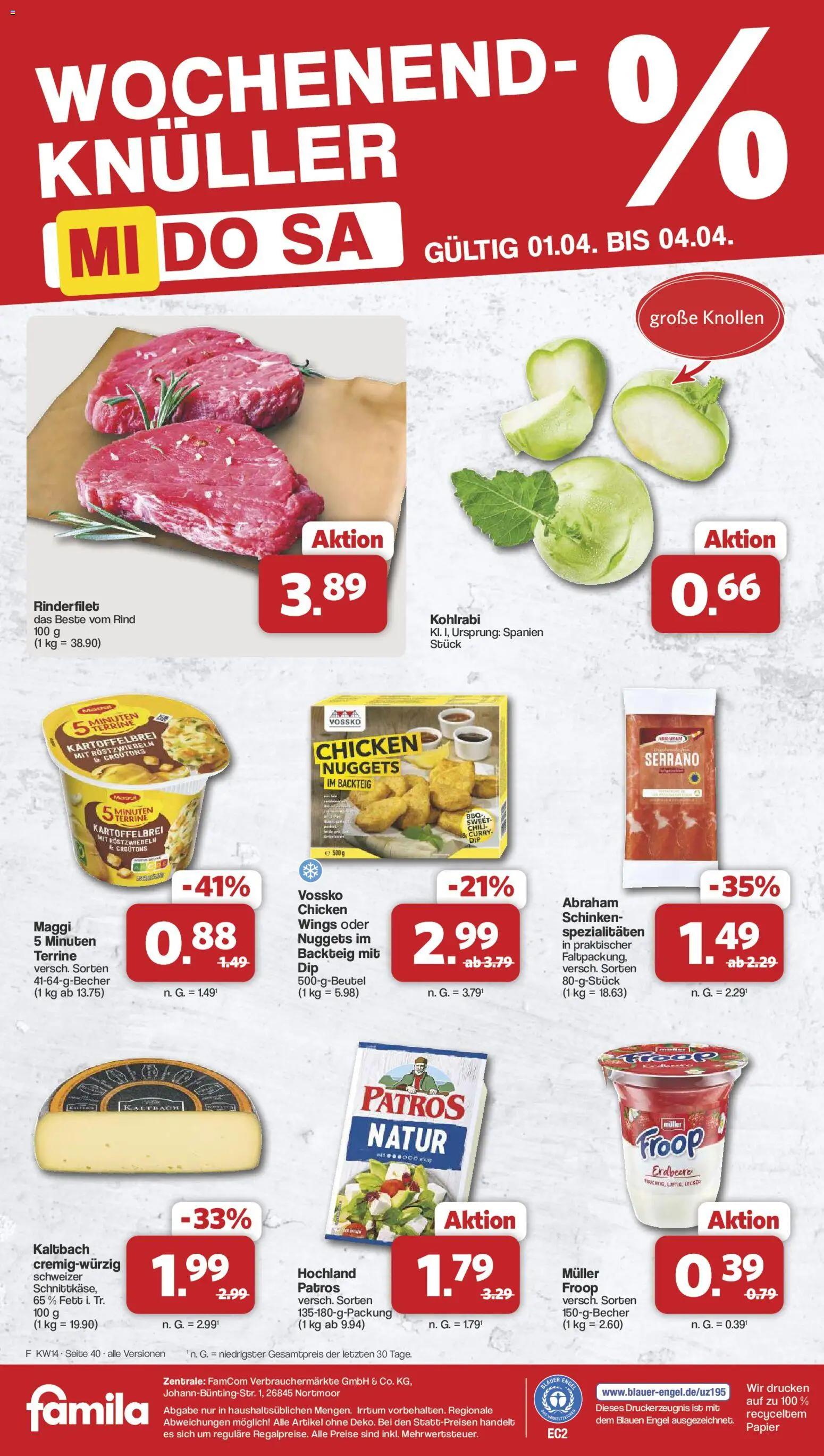 Famila Nordwest Prospekt 	 – gültig ab 30.03.2026 | Seite: 41 | Produkte: Maggi, Rinderfilet, Kohlrabi, Patros